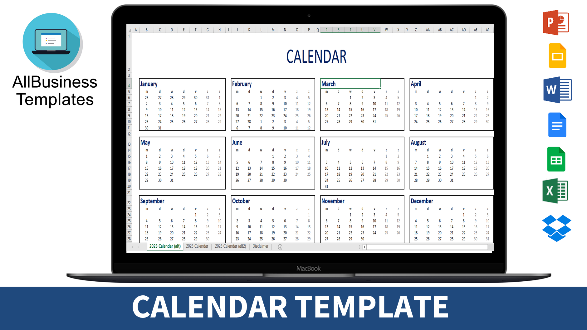 calendar template modèles