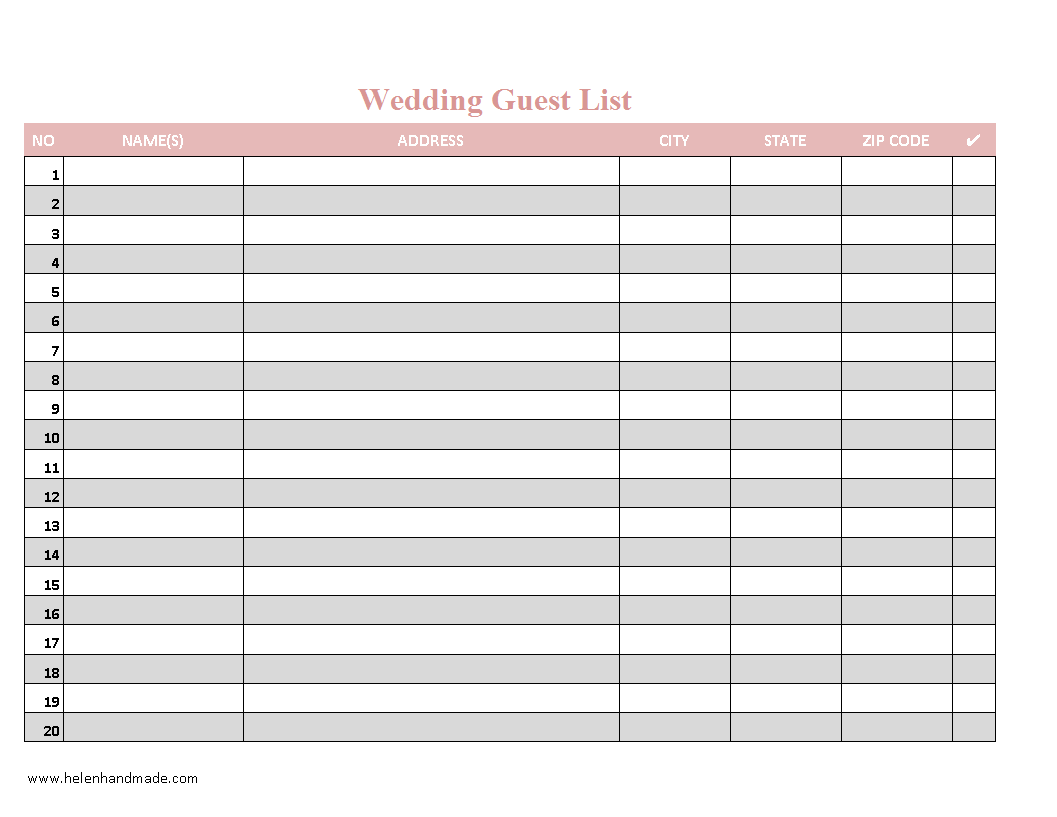 Wedding Guest List Organizer Excel main image