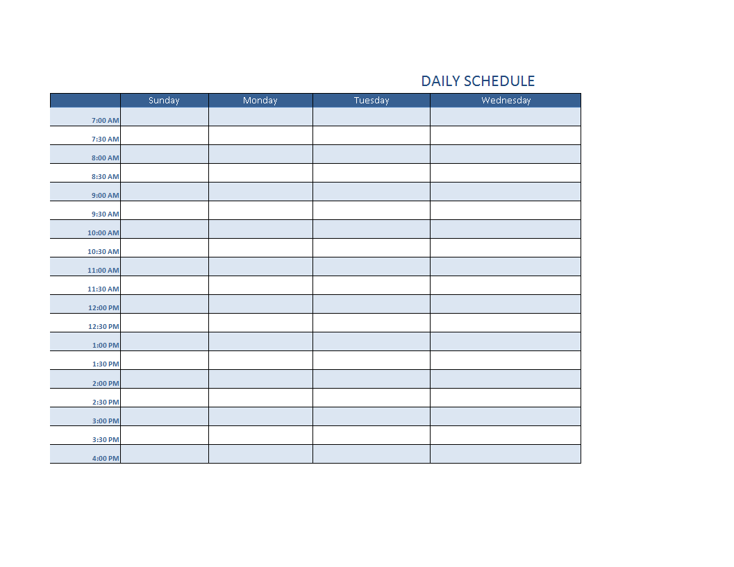 Daily planner XLS spreadsheet main image
