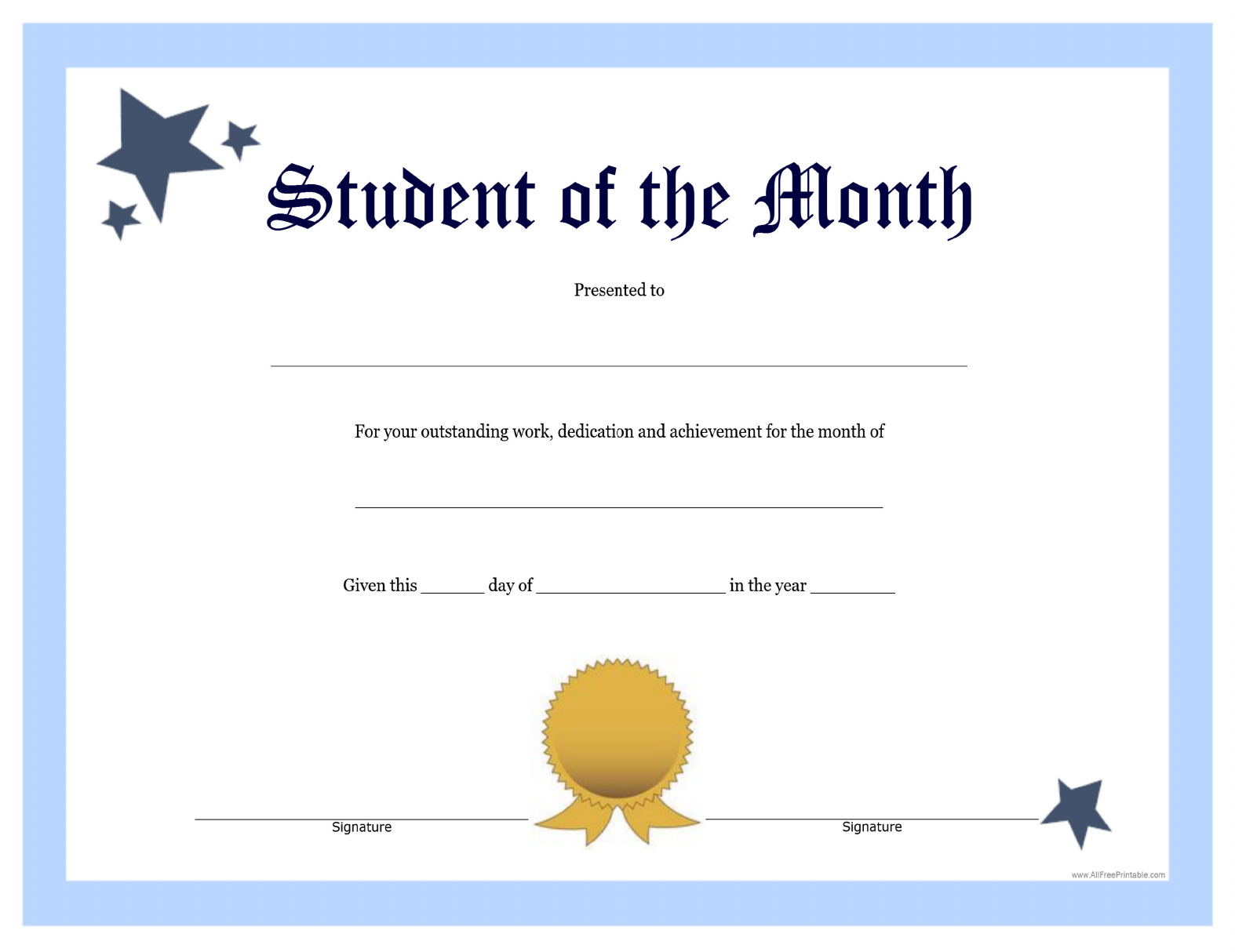 Preview Student of the Month Certificate Inside Free Printable Student Of The Month Certificate Templates
