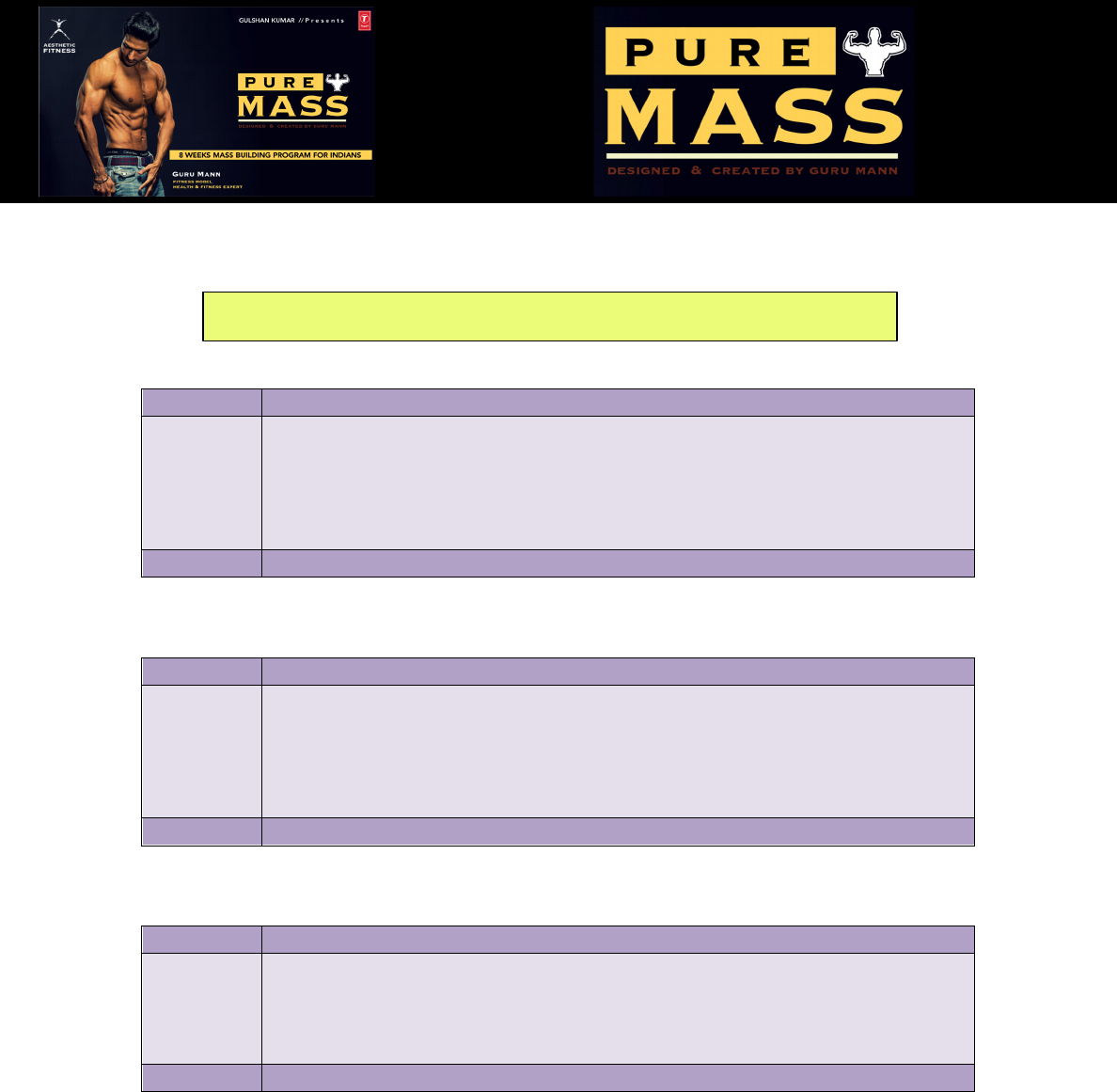 Preview Gym Diet Chart