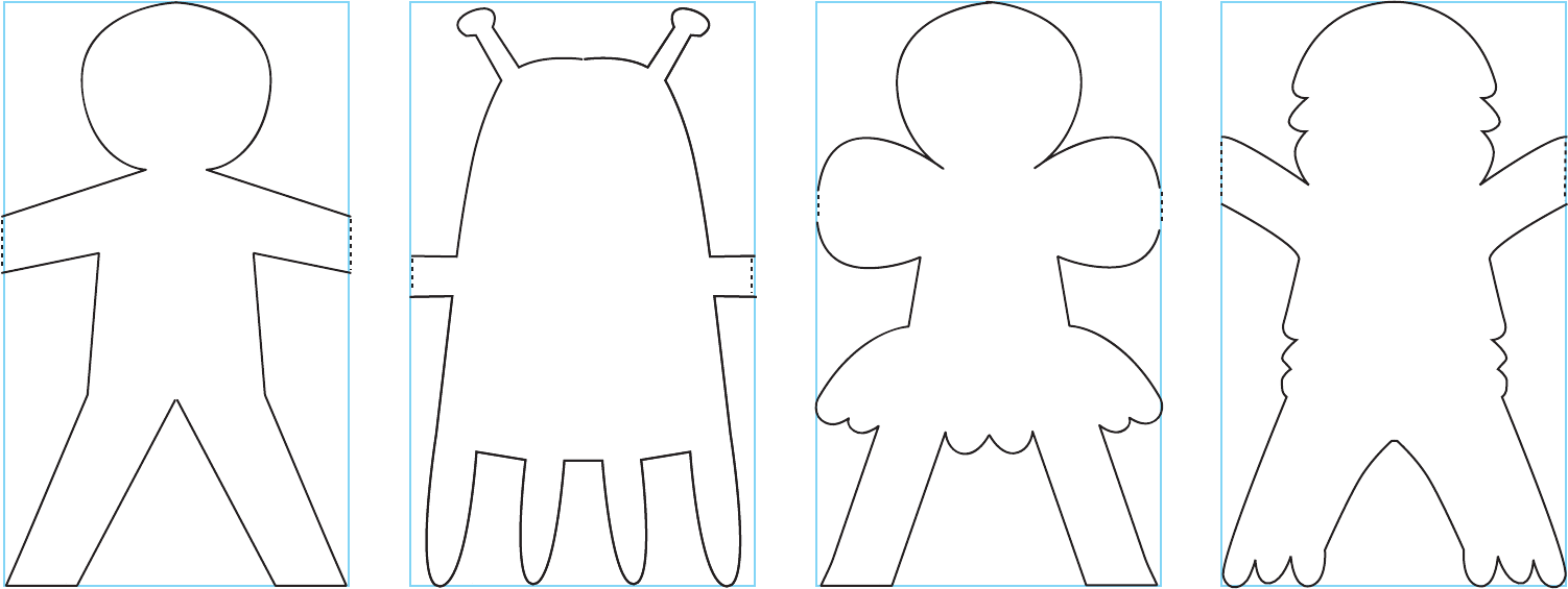 Preview Paper Doll Chain Cutting template