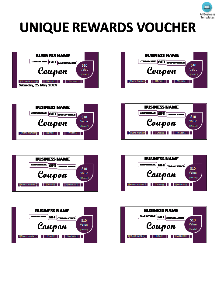 unique rewards voucher template