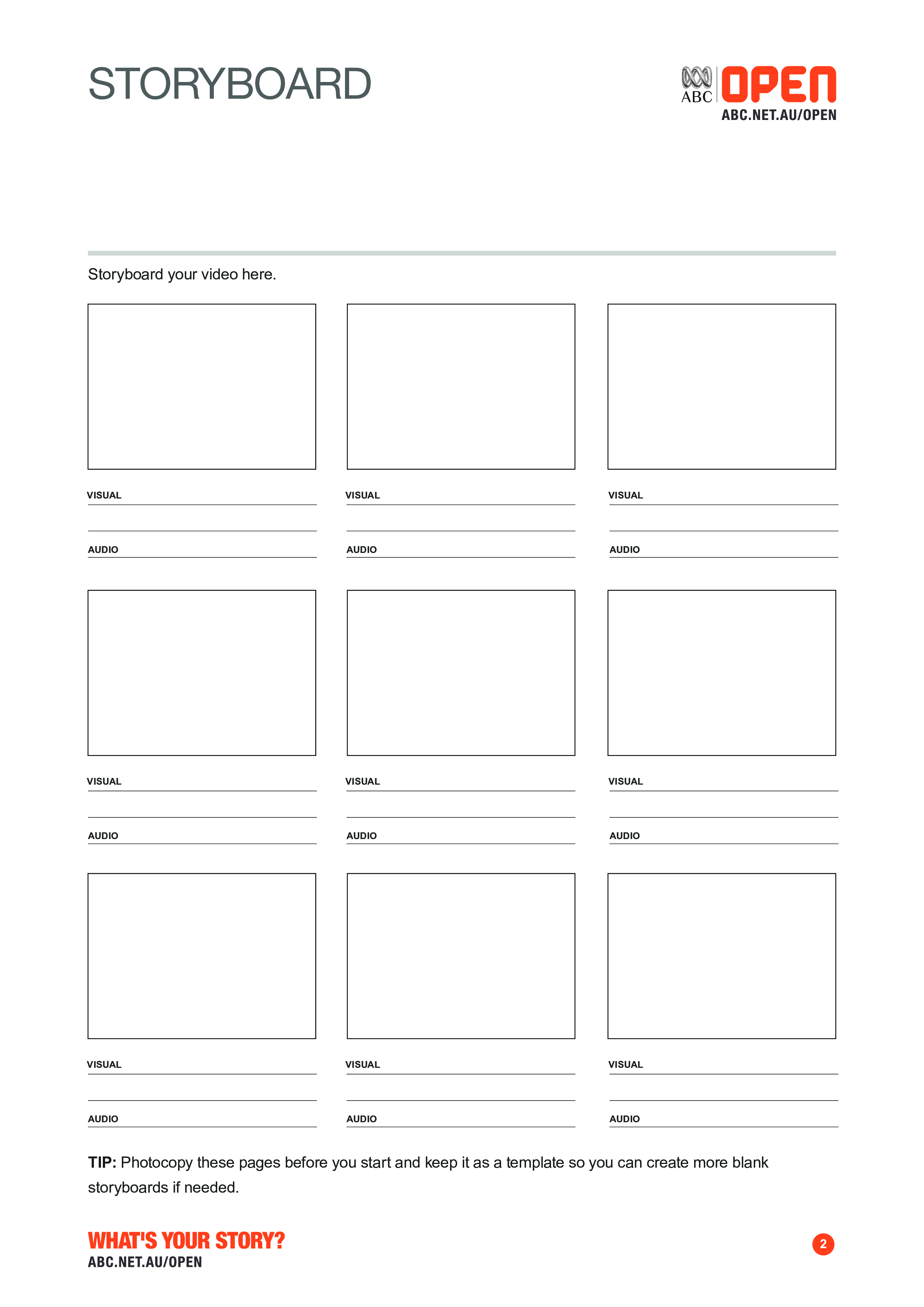 A4 Storyboard for production of Film and Video 模板