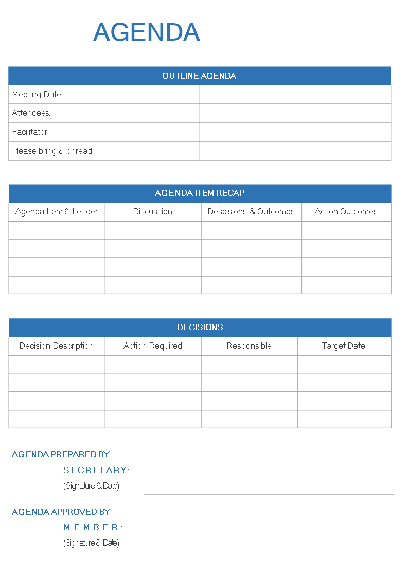 agenda outline template template