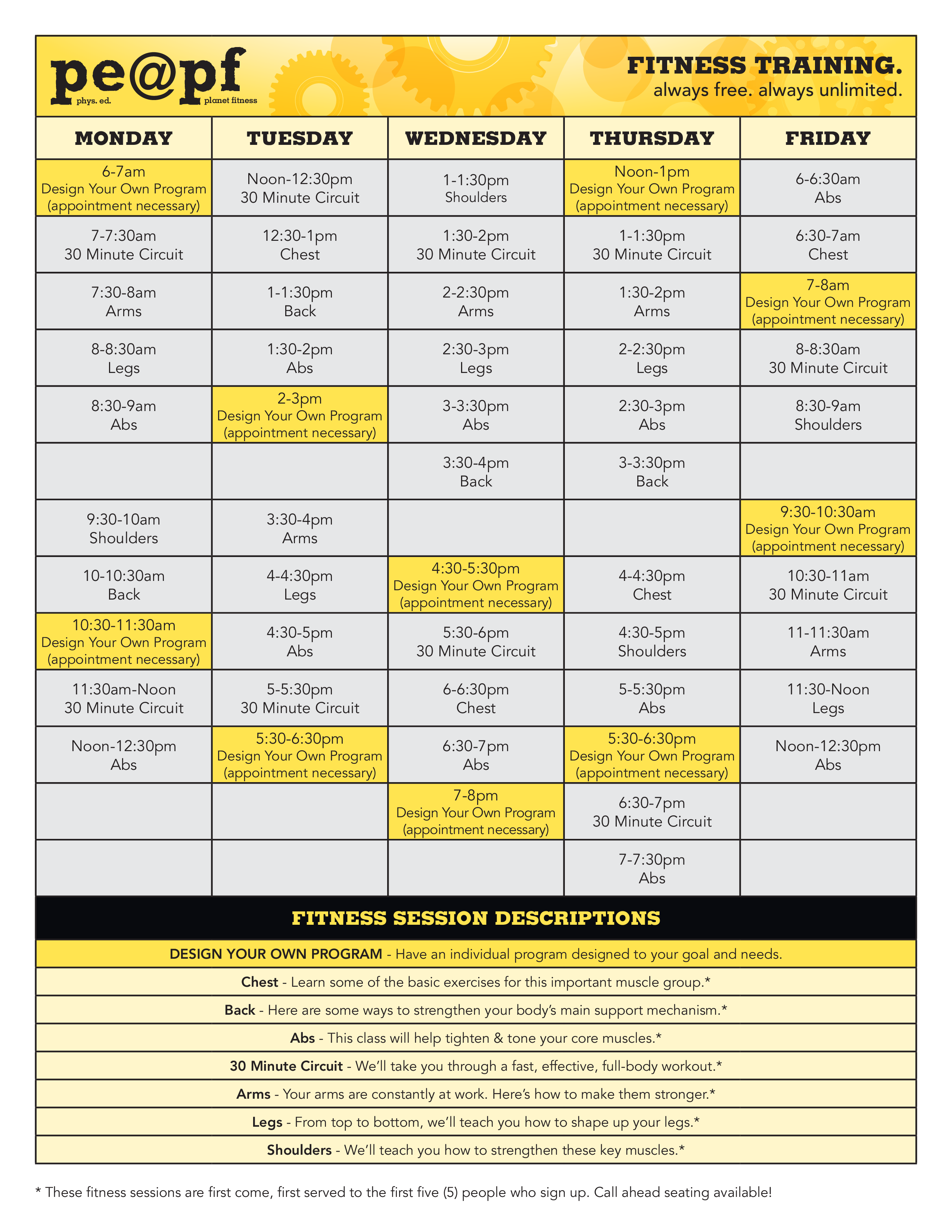 Training Calendar Format