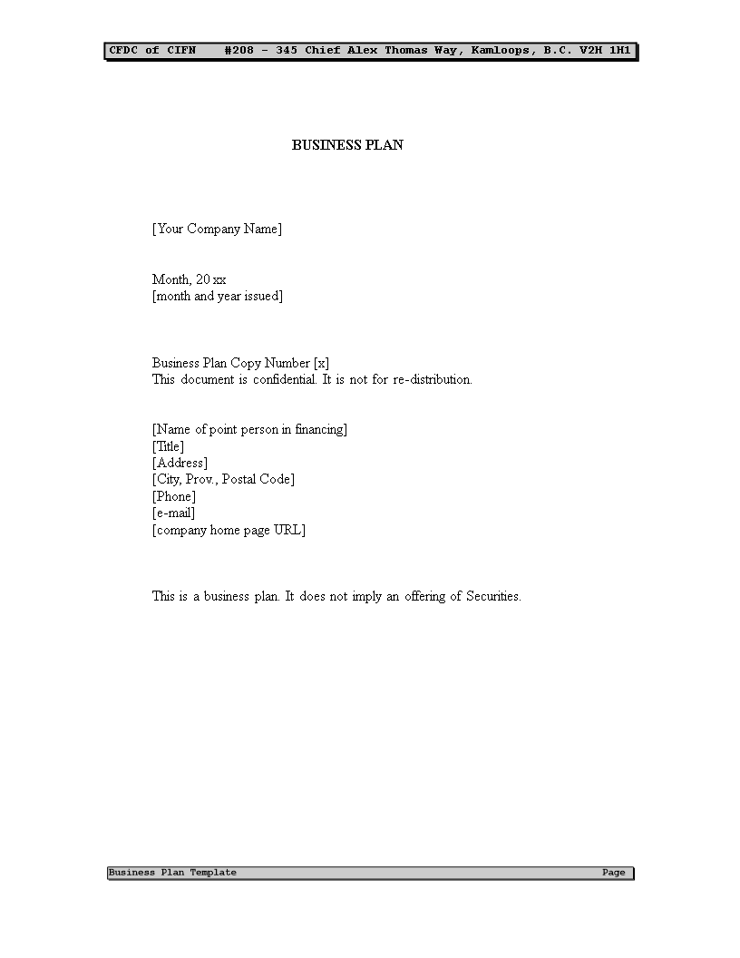 basic business plan word template