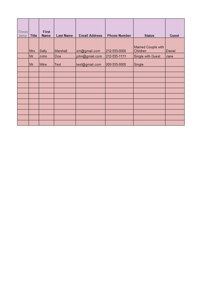 wedding guest list template excel spreadsheet template