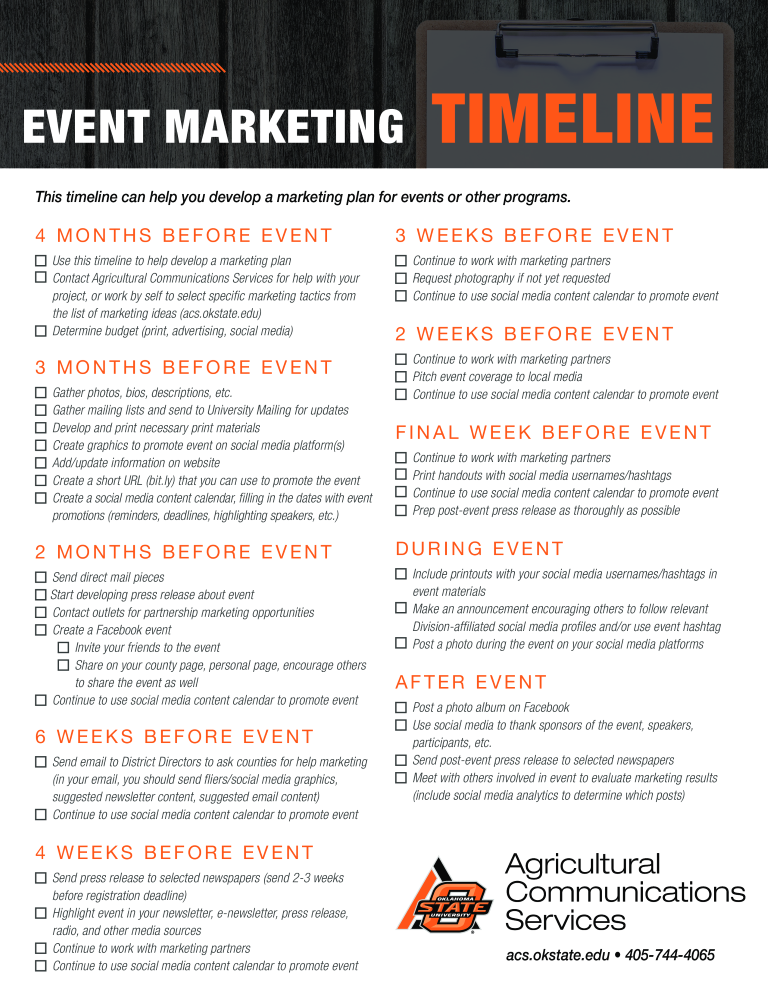 event marketing timeline voorbeeld afbeelding 