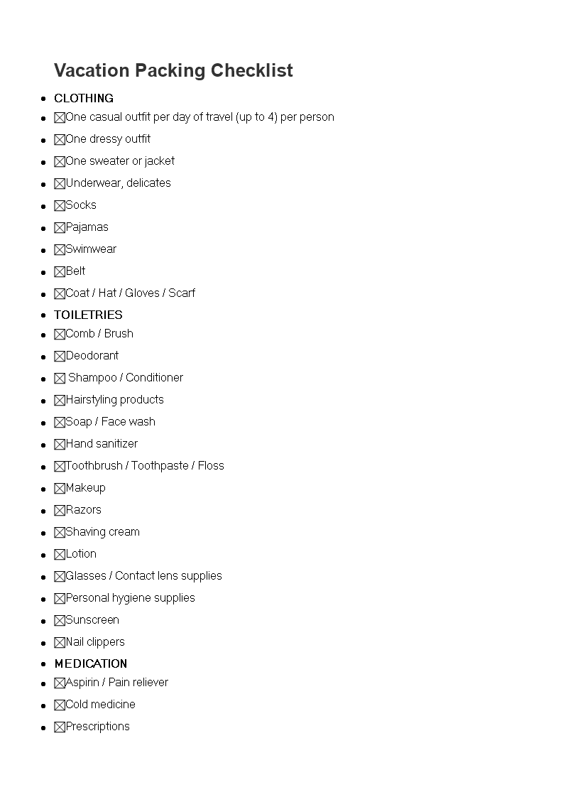 vacation packing checklist plantilla imagen principal