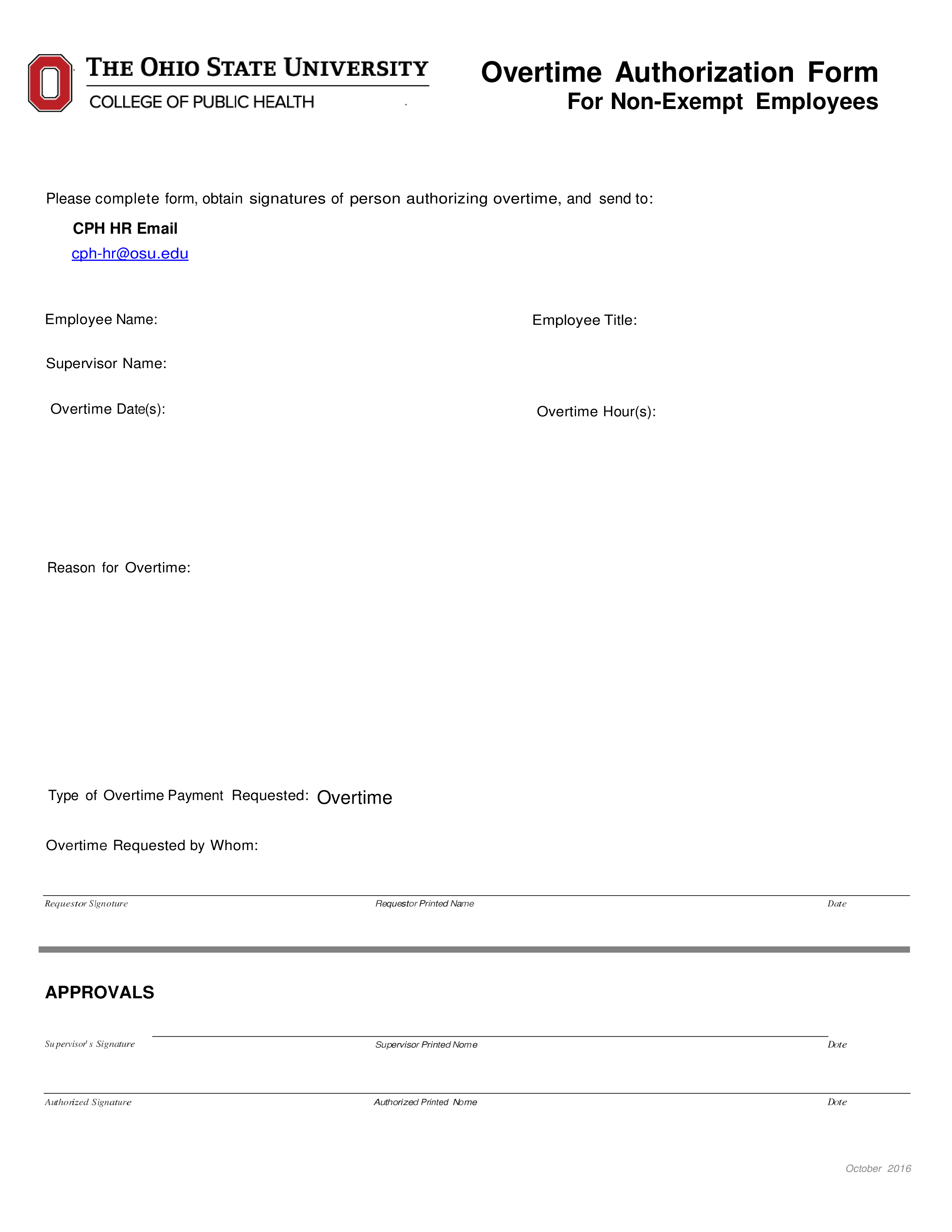 non exempt employees overtime authorization form template