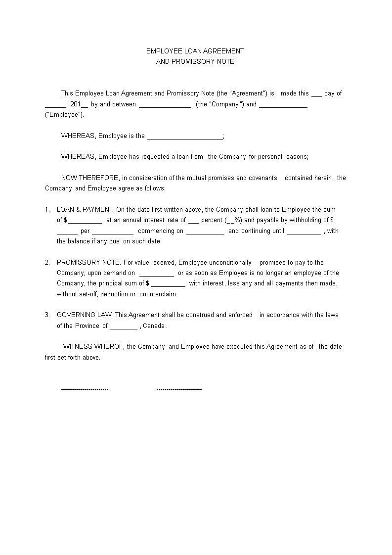 employee loan agreement Hauptschablonenbild