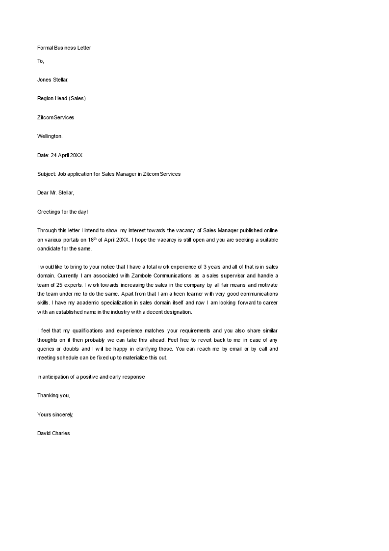 general business letter in word voorbeeld afbeelding 