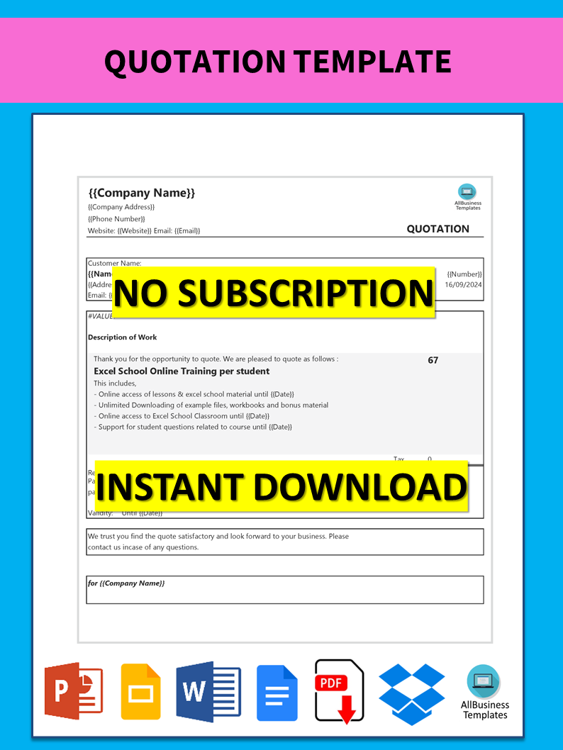 quotation excel template