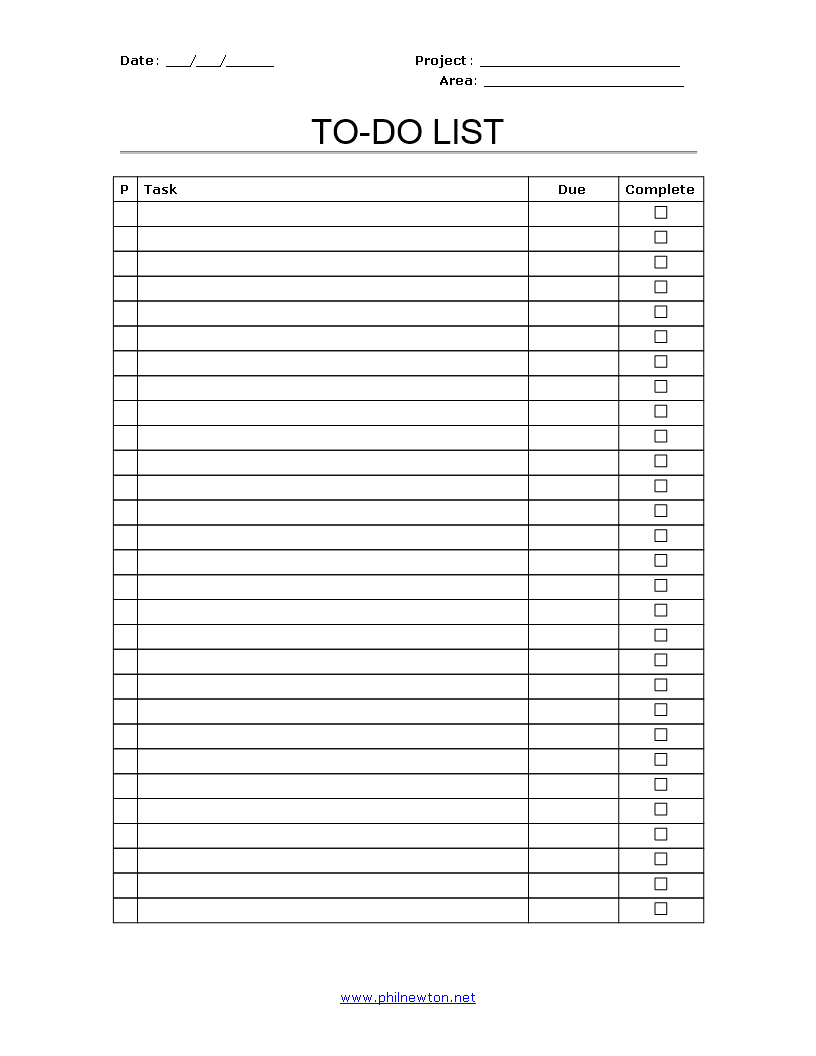 Kostenloses Printable To Do Checklist Intended For Blank To Do List Template