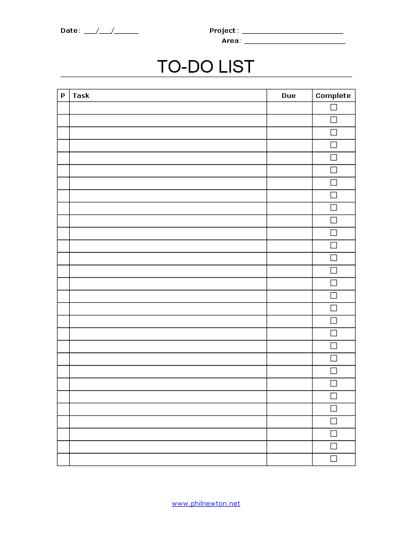 Printable To Do Checklist  Templates at allbusinesstemplates.com With Regard To Blank Checklist Template Word