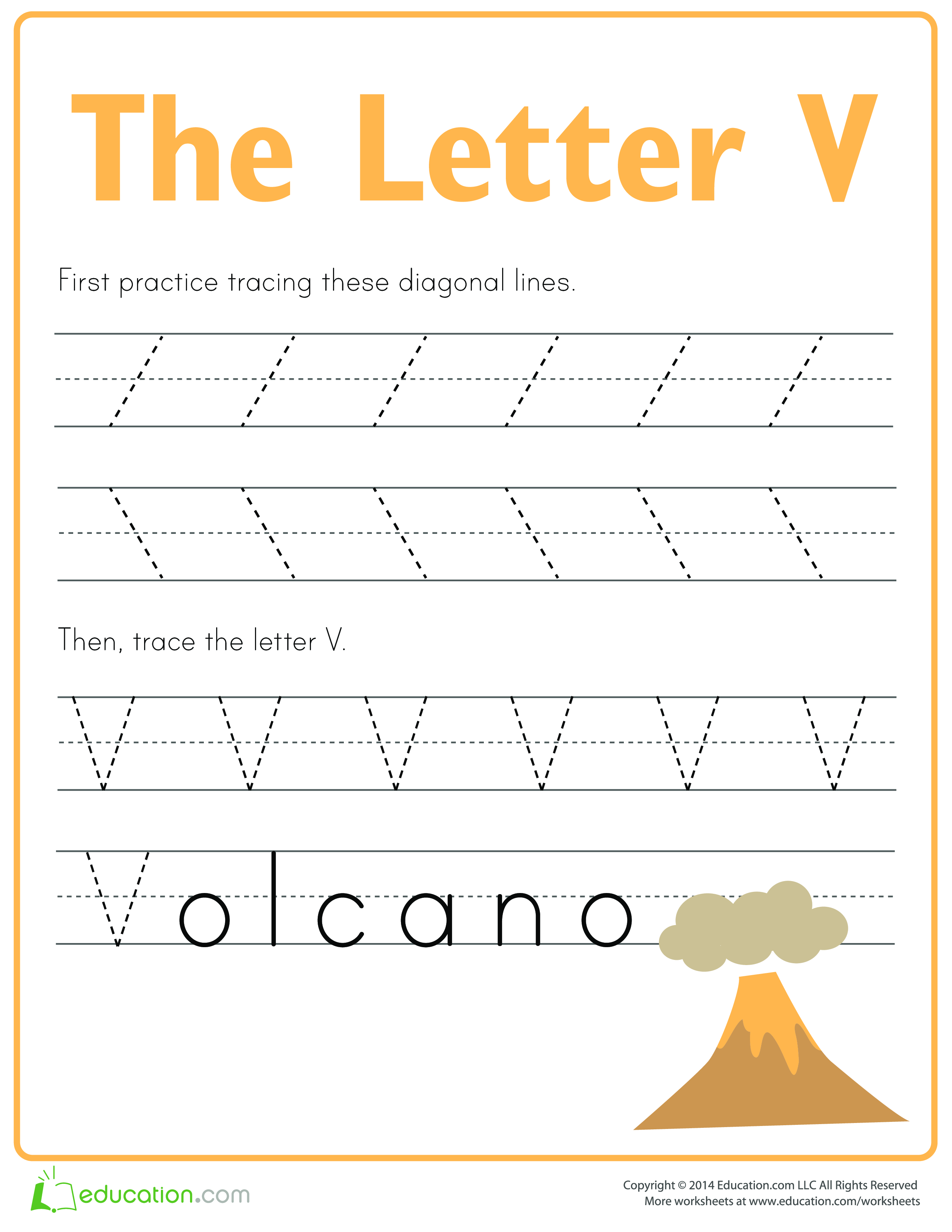 learn to write letter v template