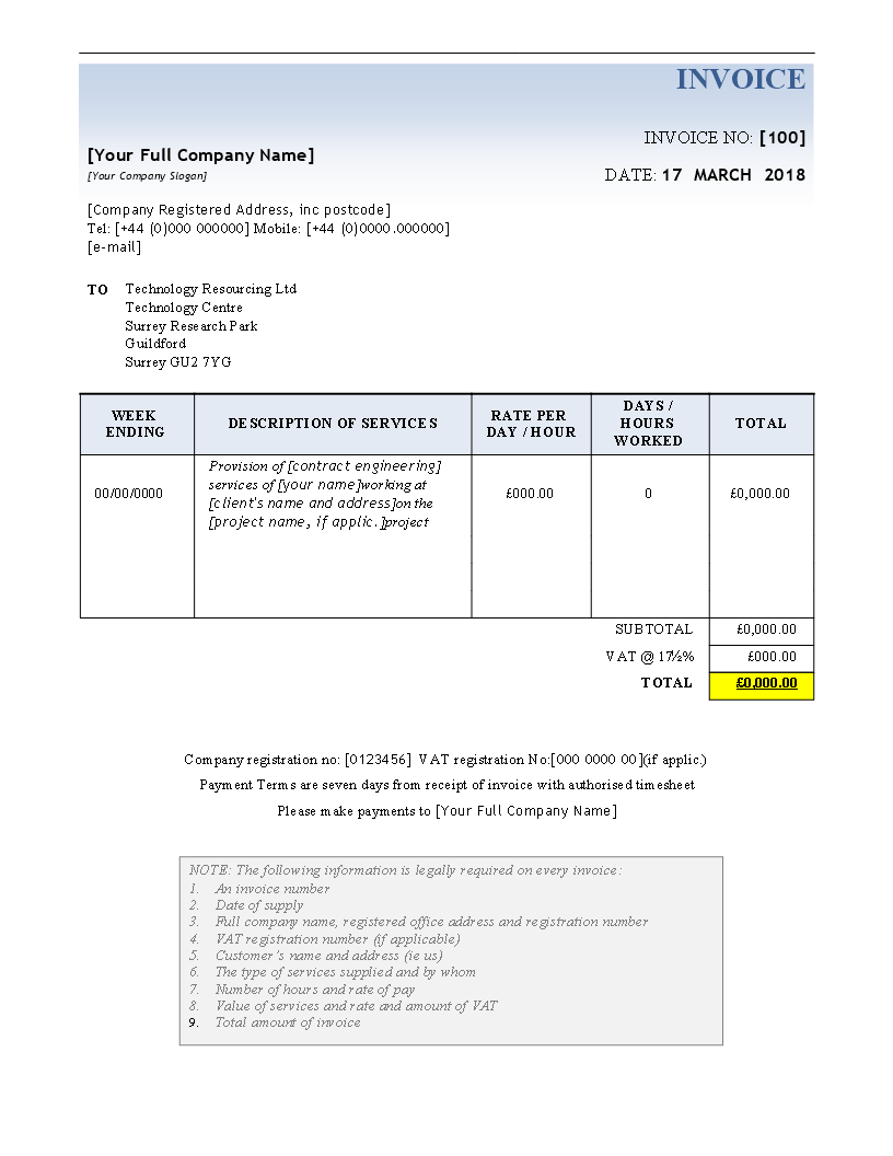 blank work receipt template