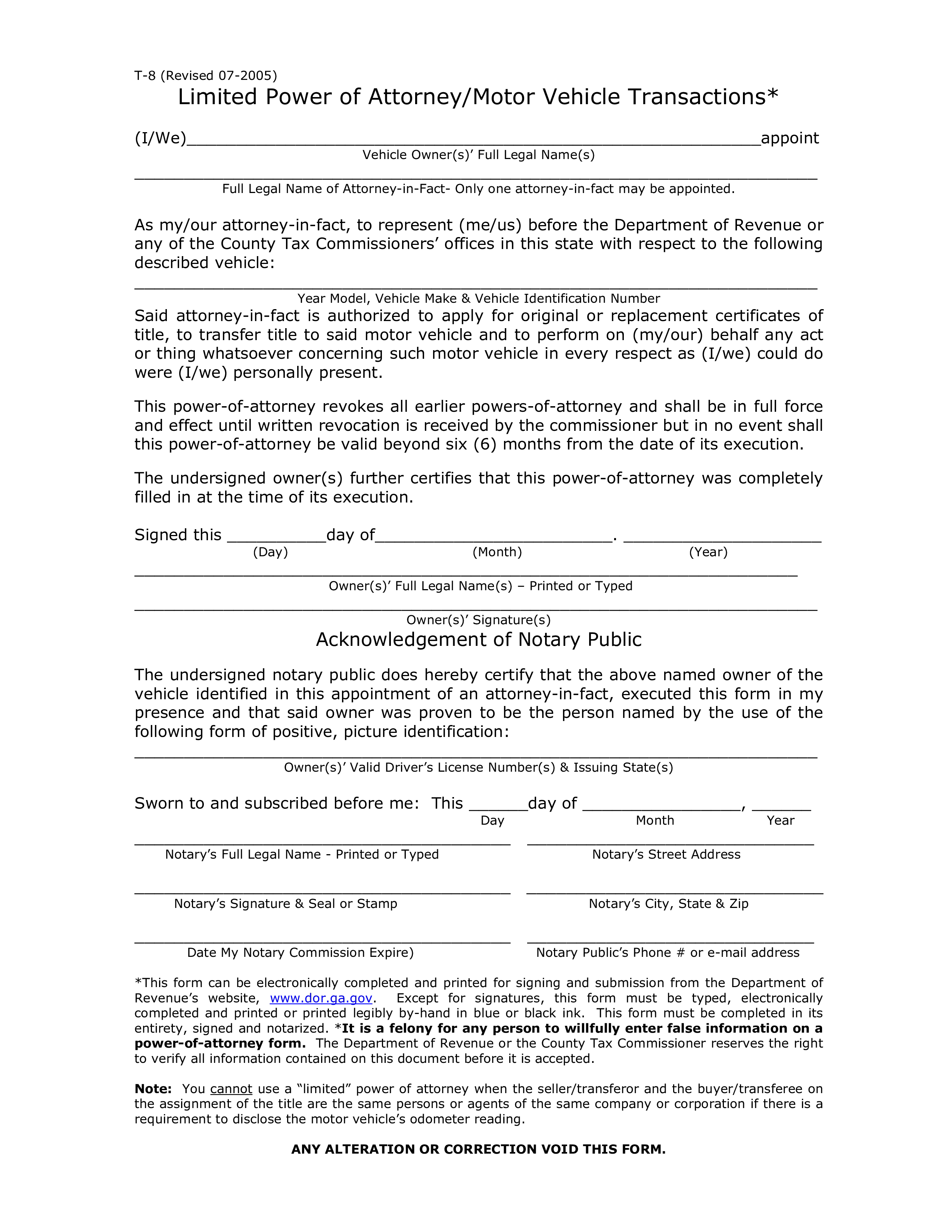 general power of attorney form for vehicle modèles