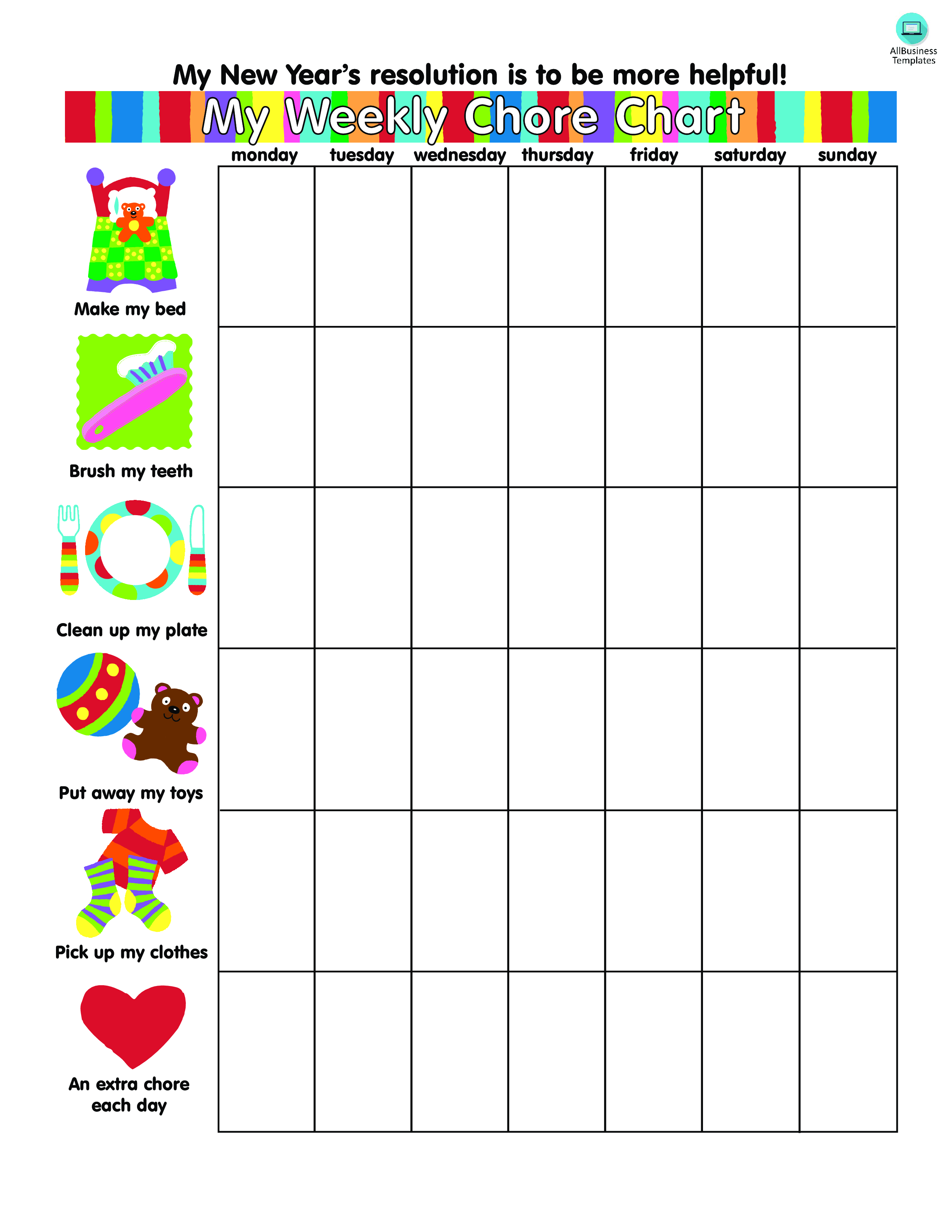 Weekly Chore Chart For Adults