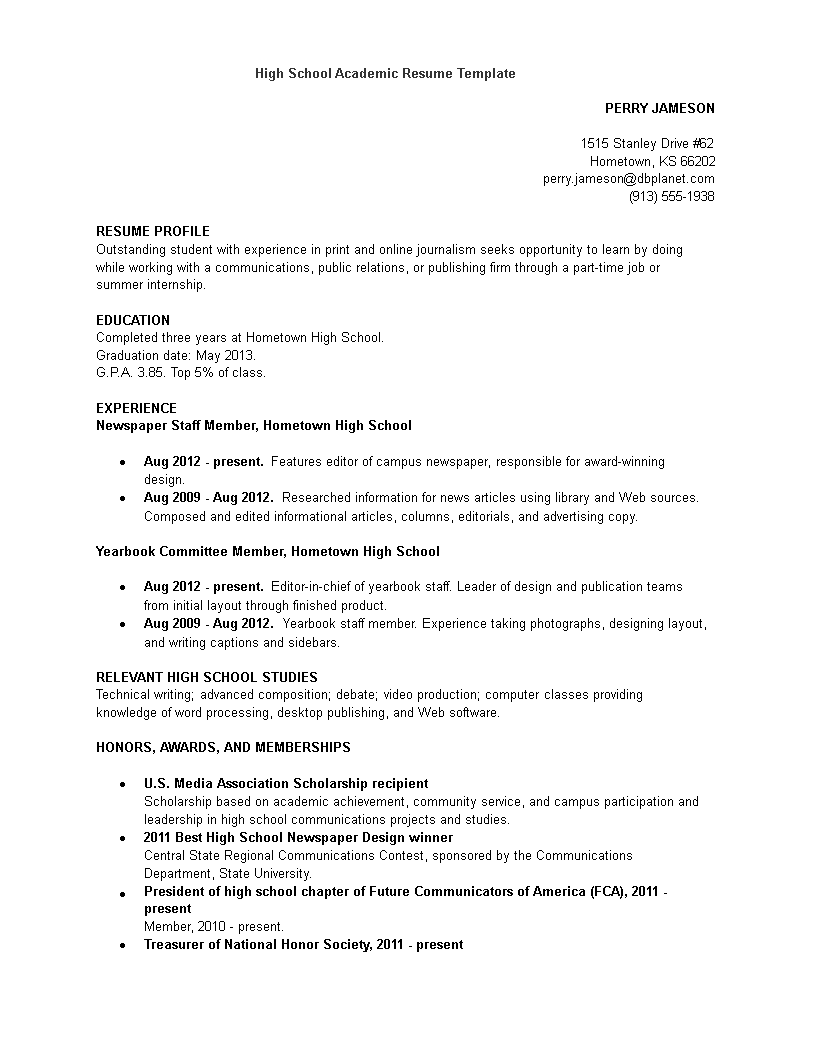 Communications and Journalism Resume template main image