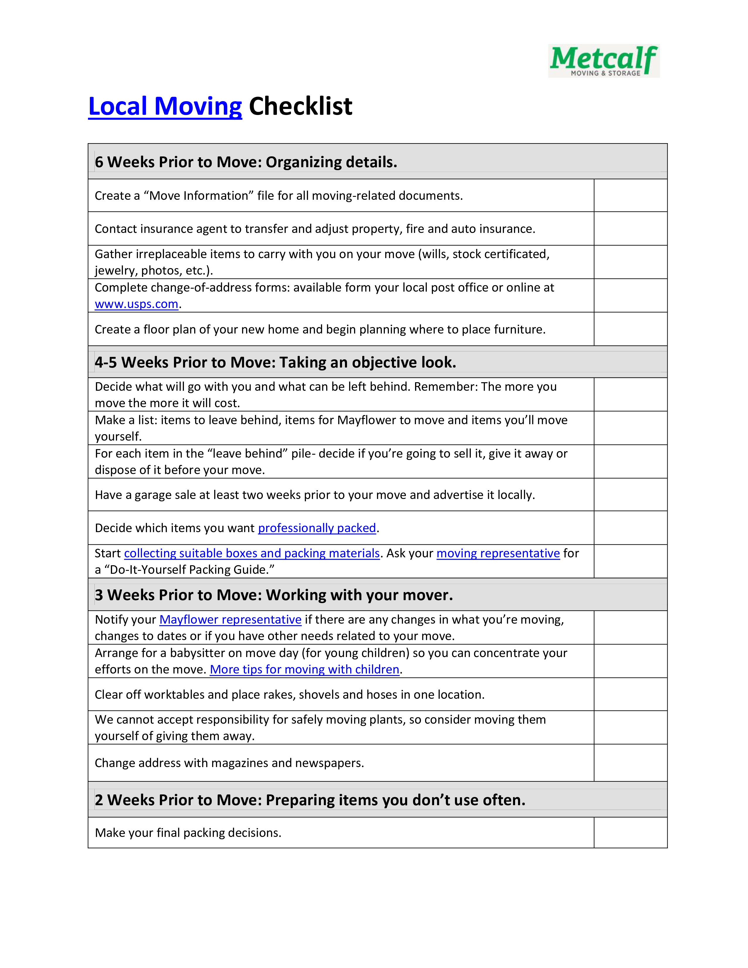 local moving checklist template