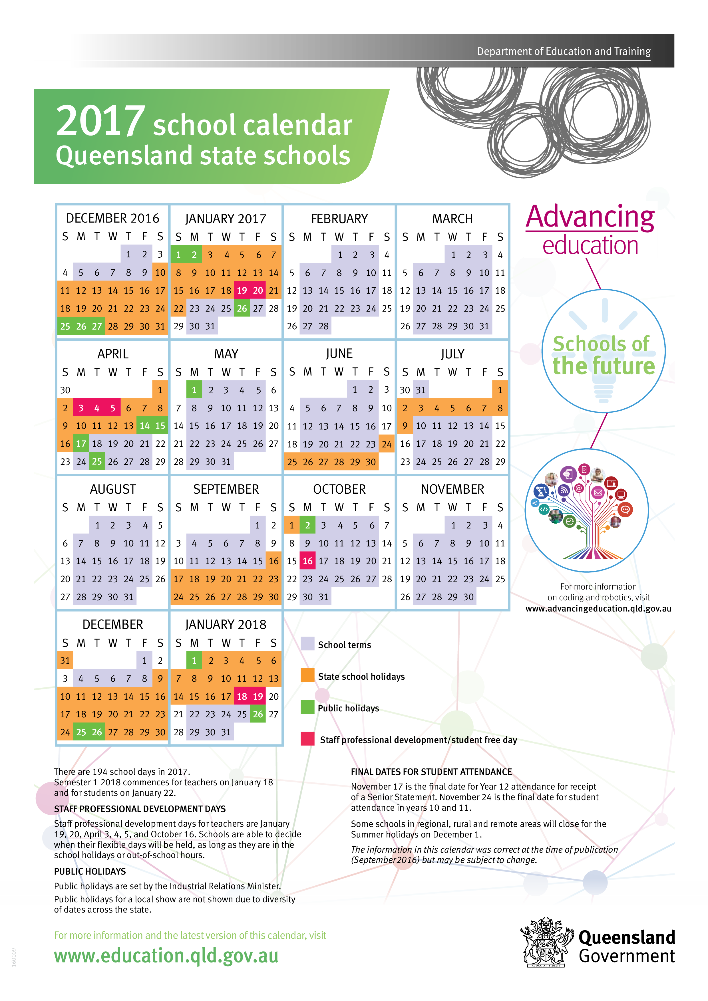 Printable School Calendar 模板