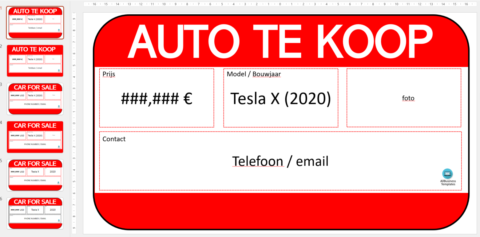 auto te koop template voorbeeld afbeelding 