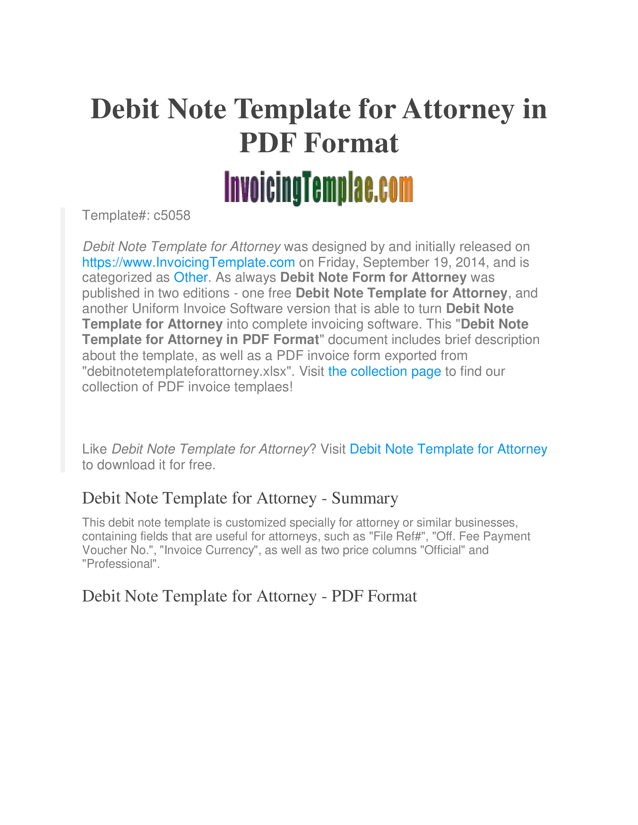 debit note template for attorney template