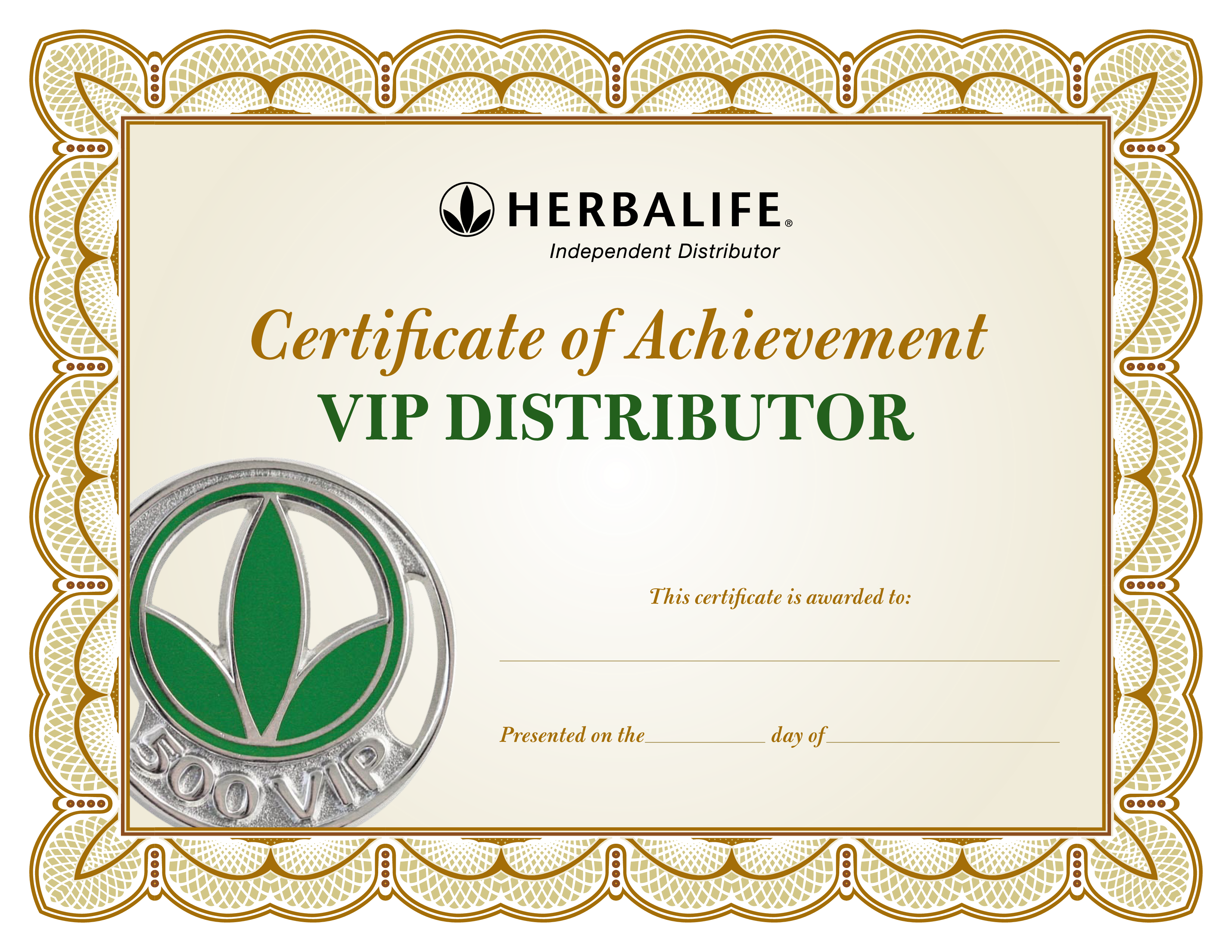 distributor certificate of achievement template