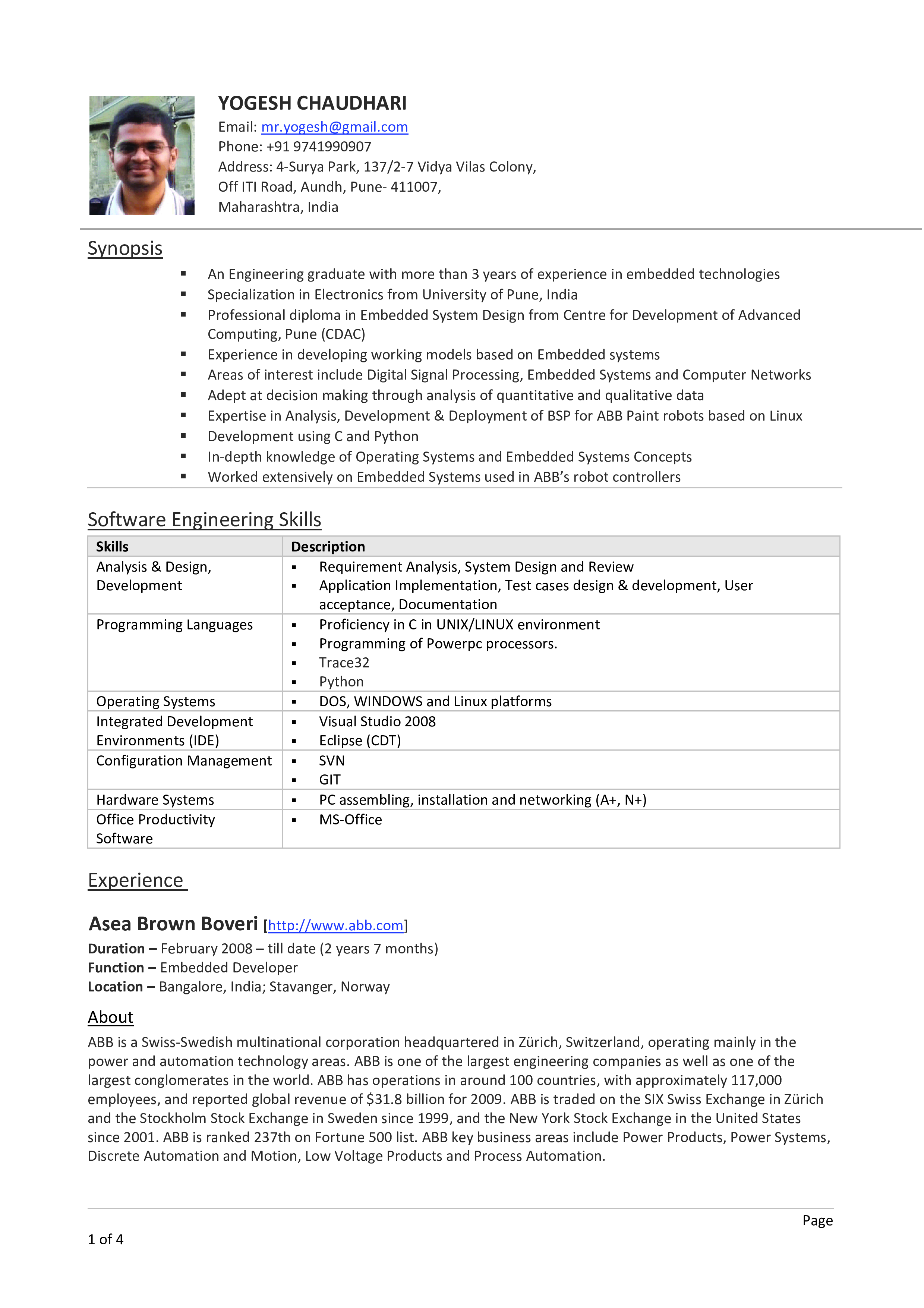 experienced software engineering resume modèles