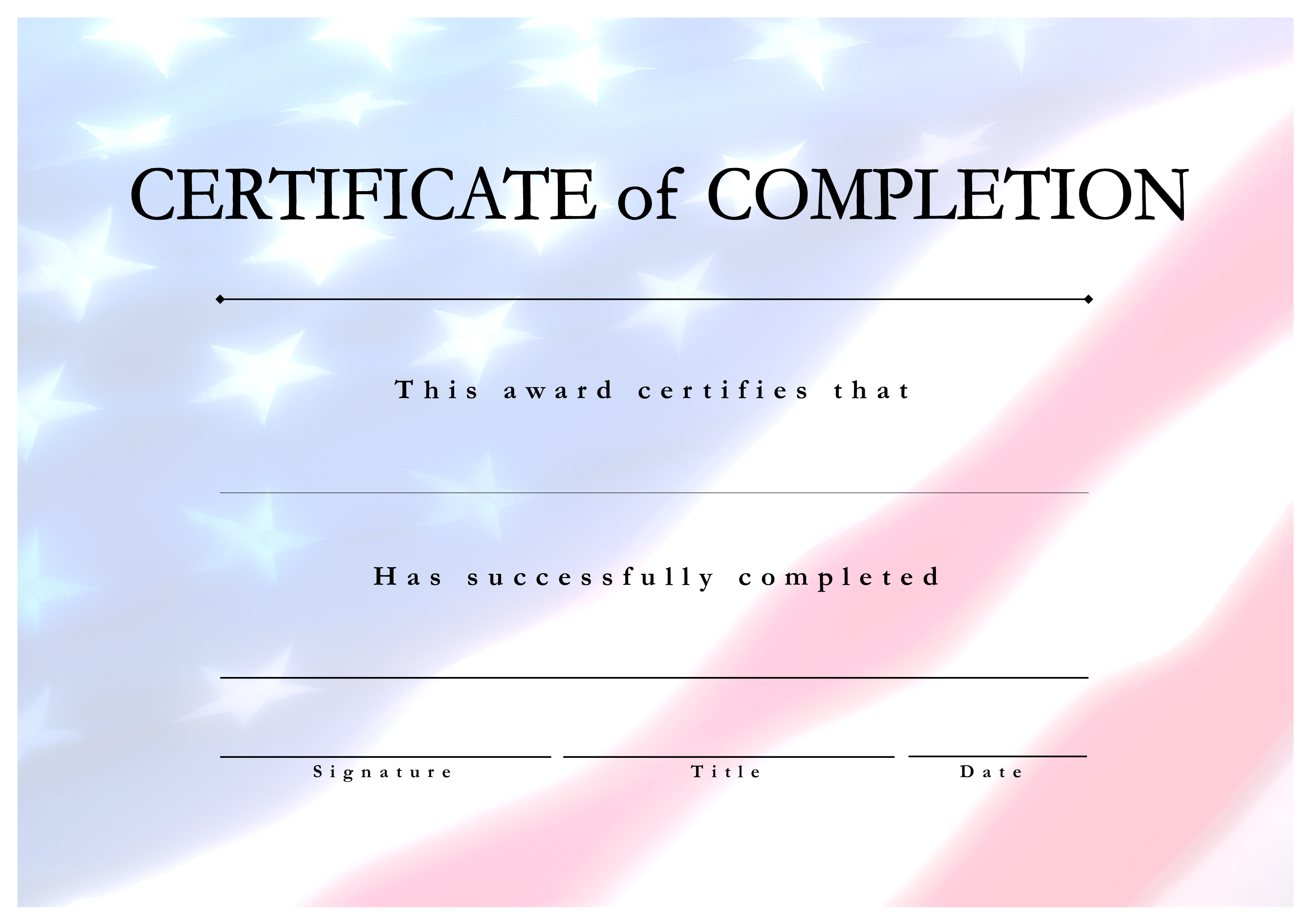 certificate of completion usa project template