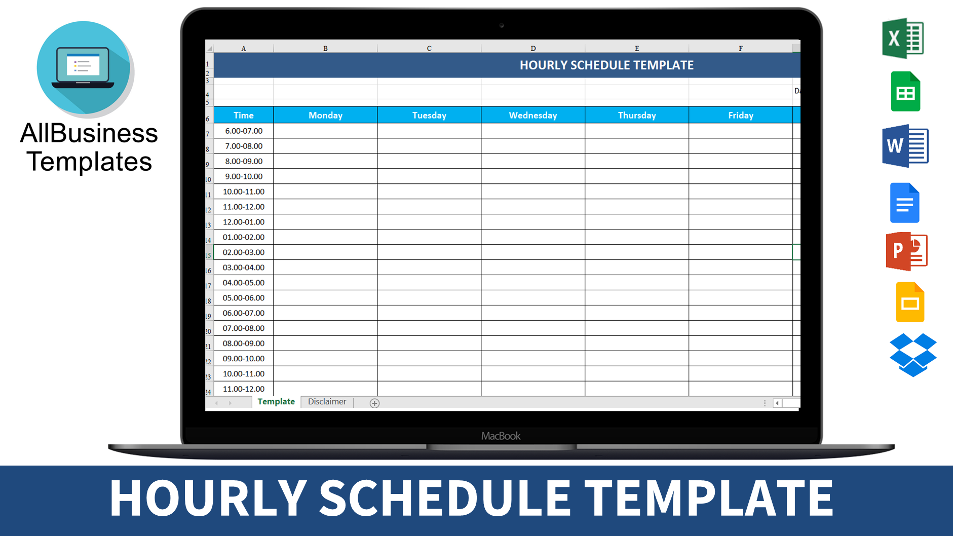 hourly schedule template voorbeeld afbeelding 
