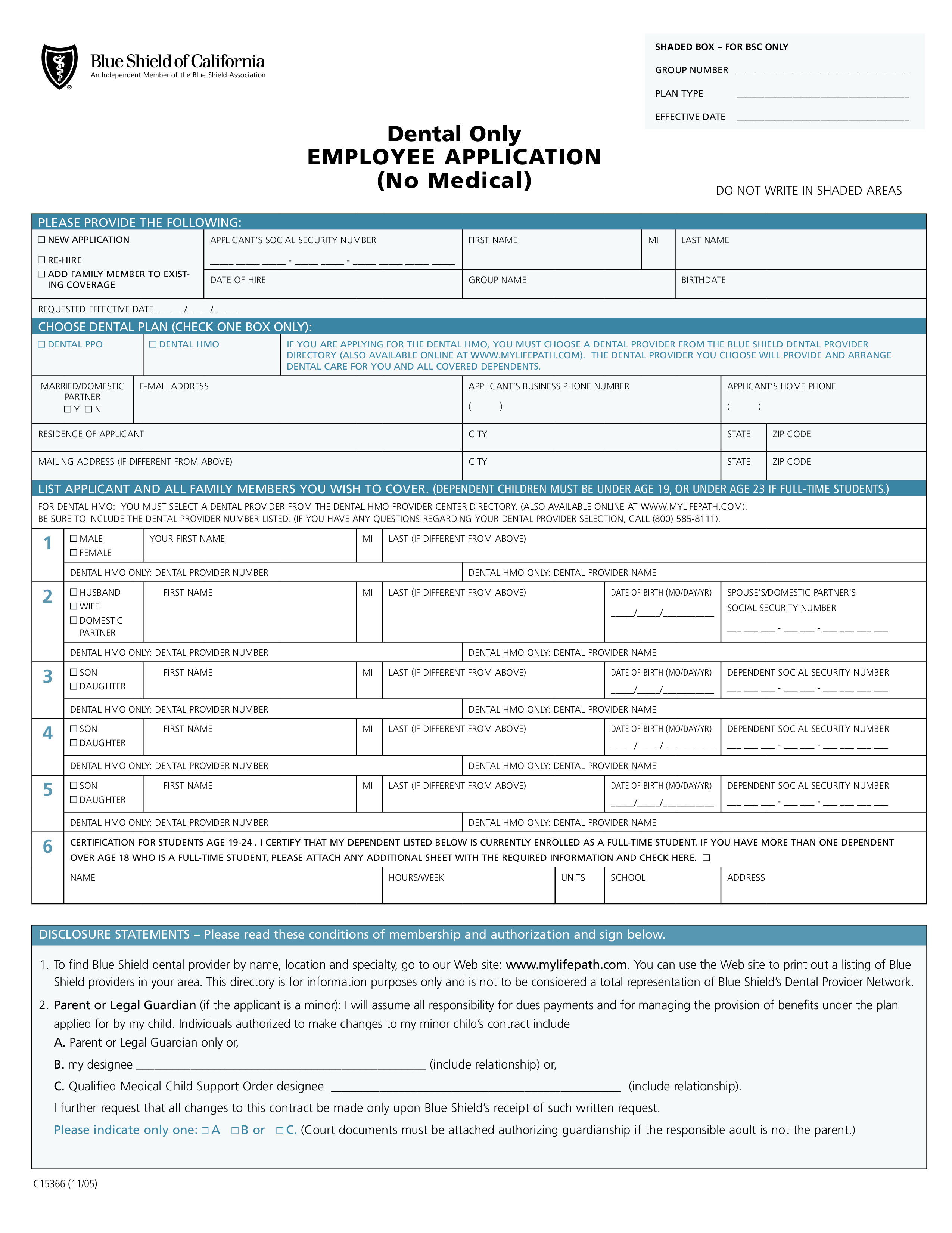 dental employee application form Hauptschablonenbild