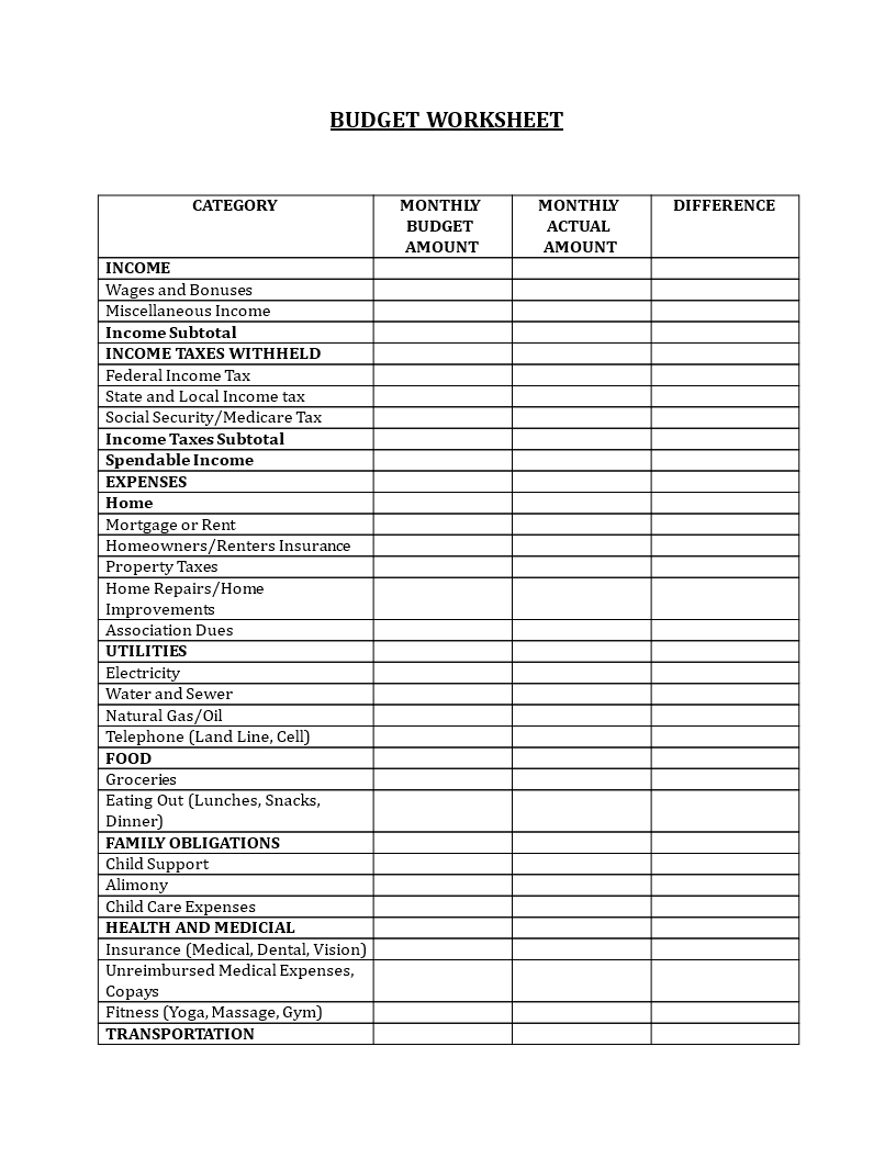 Monthly Operating Budget main image