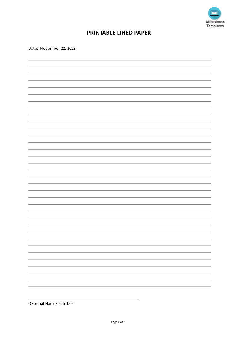 printable lined paper template