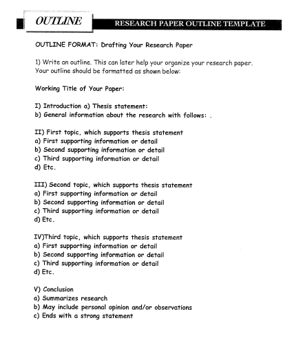 research paper outline format template