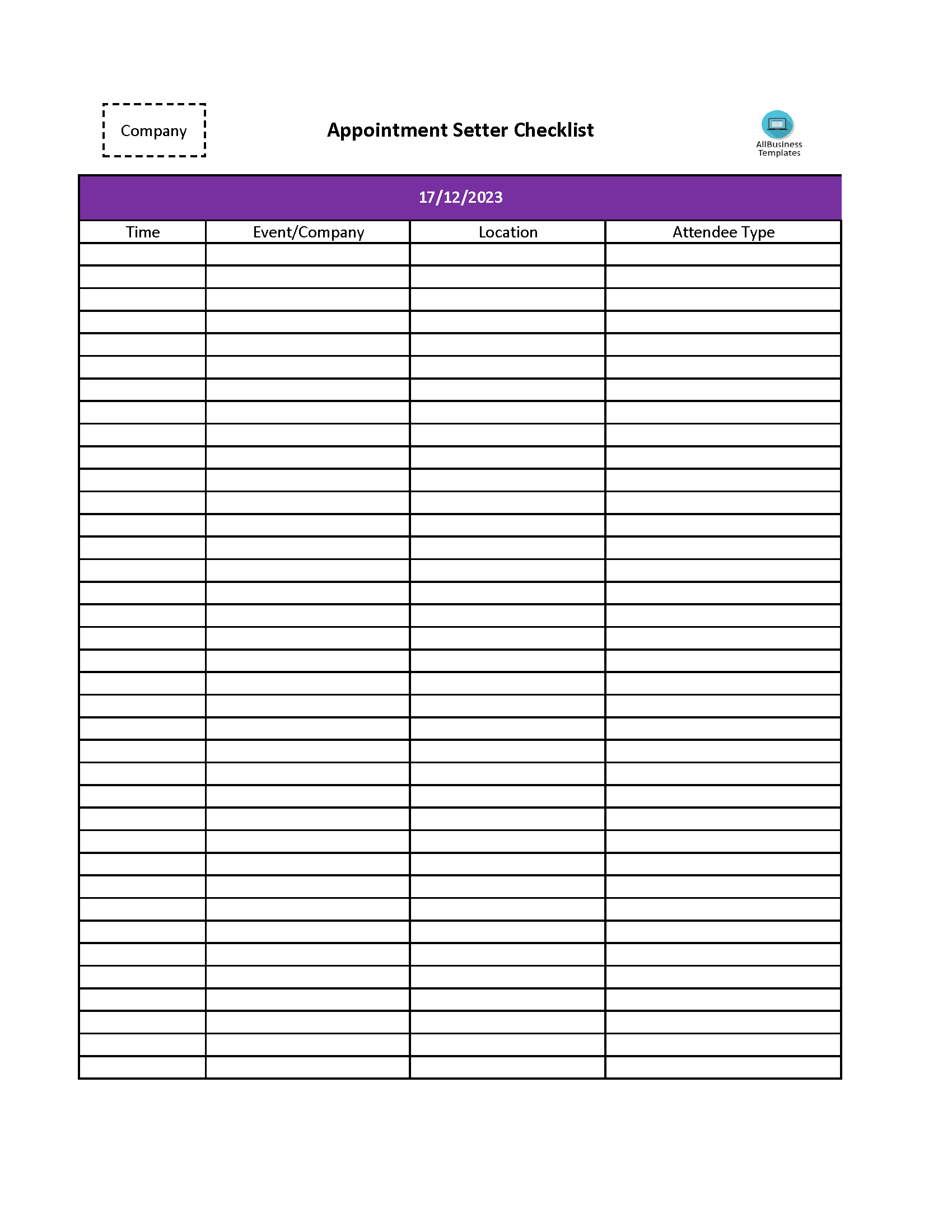 appointment setter checklist template