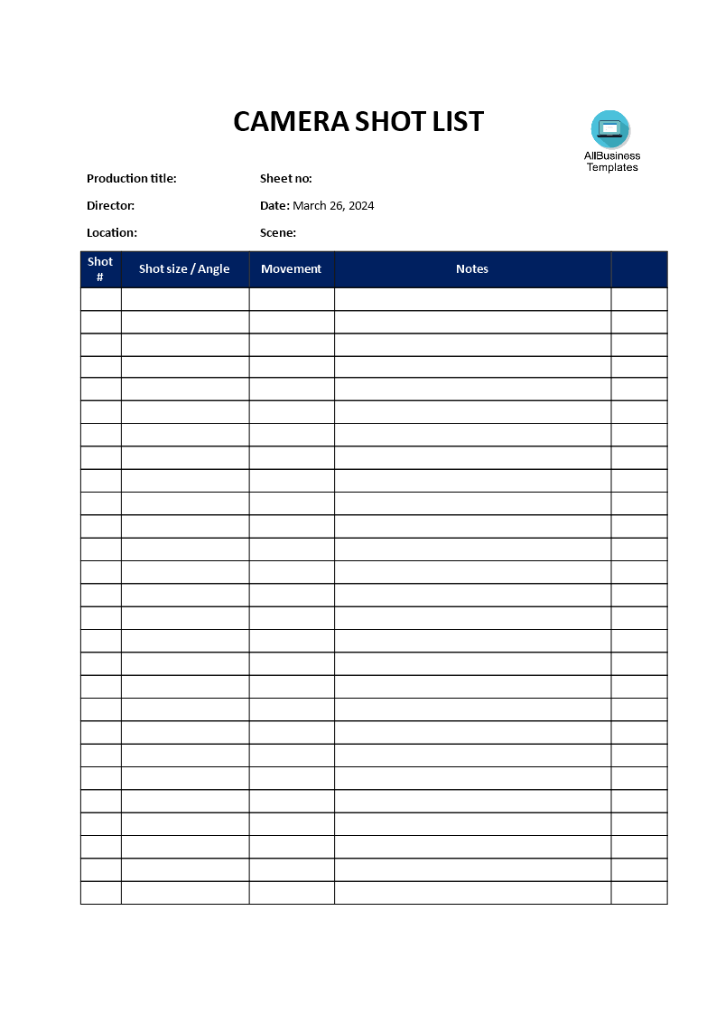 shot list example template