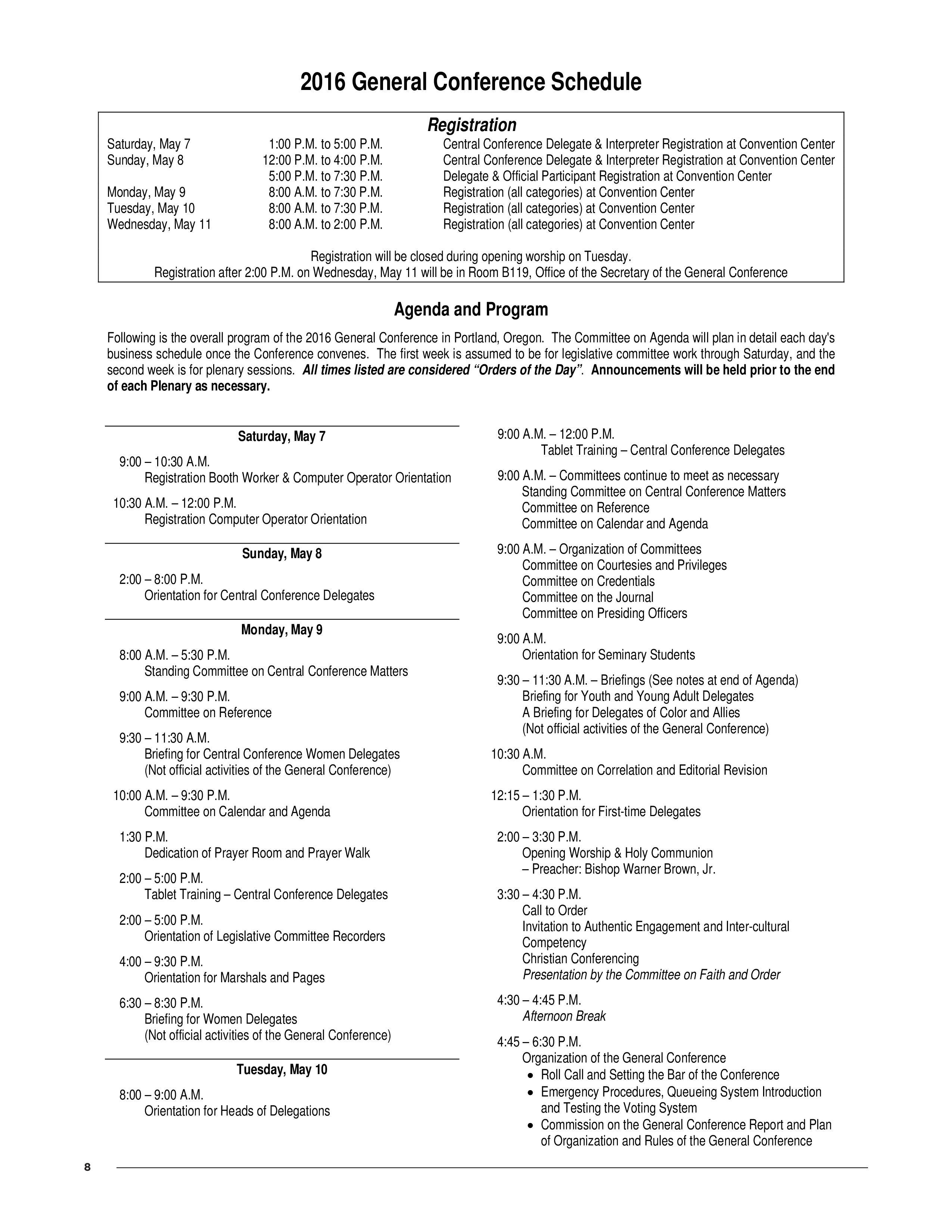 Conference Agenda Schedule main image