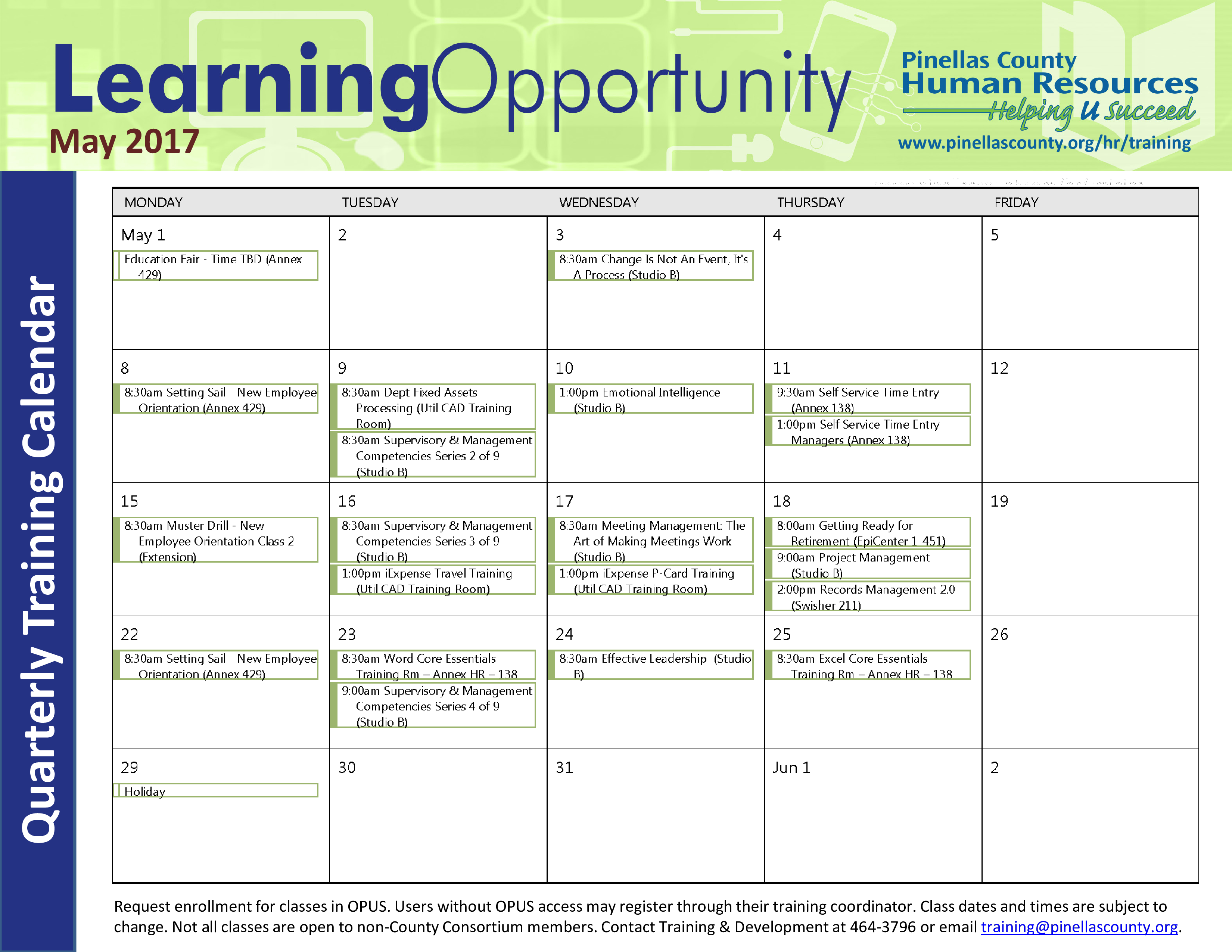 Traning Quarterly Calendar main image