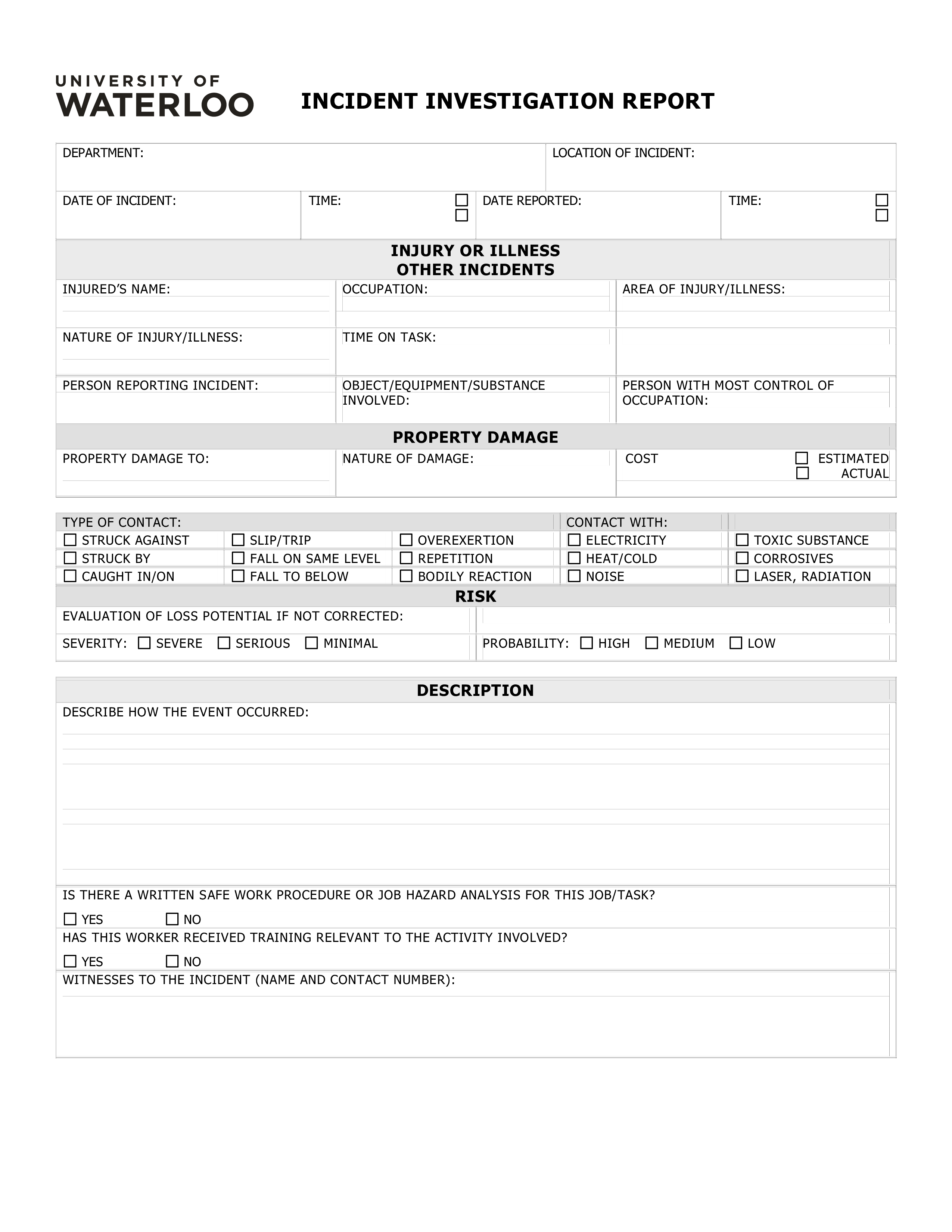 incident investigation template