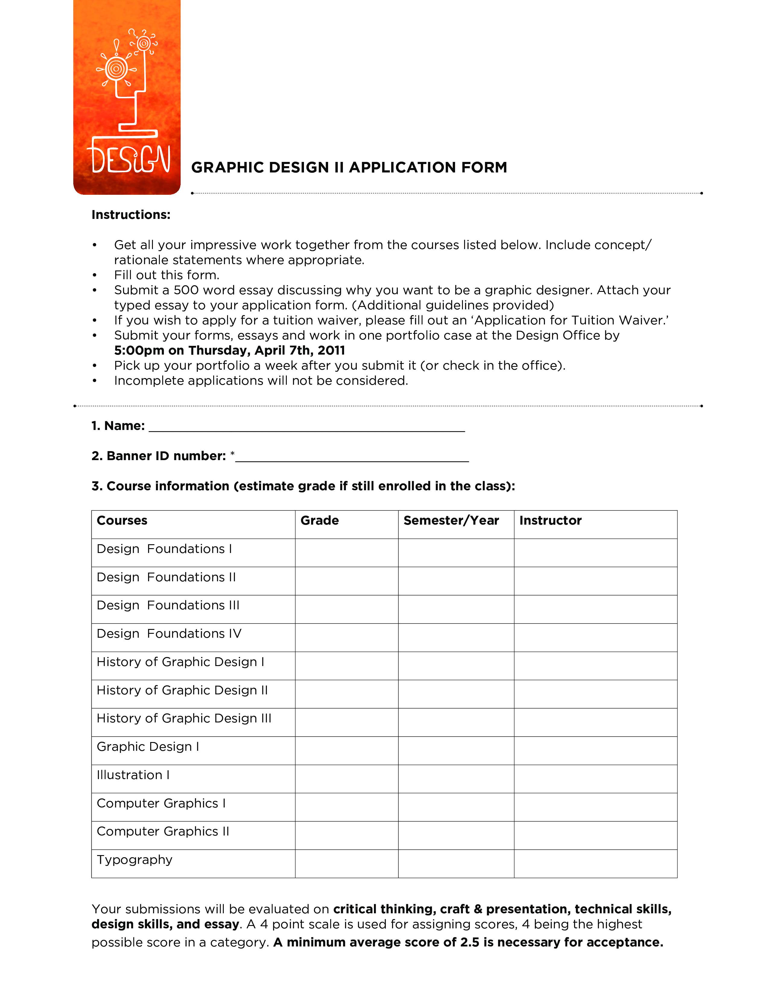 graphic designer application form template