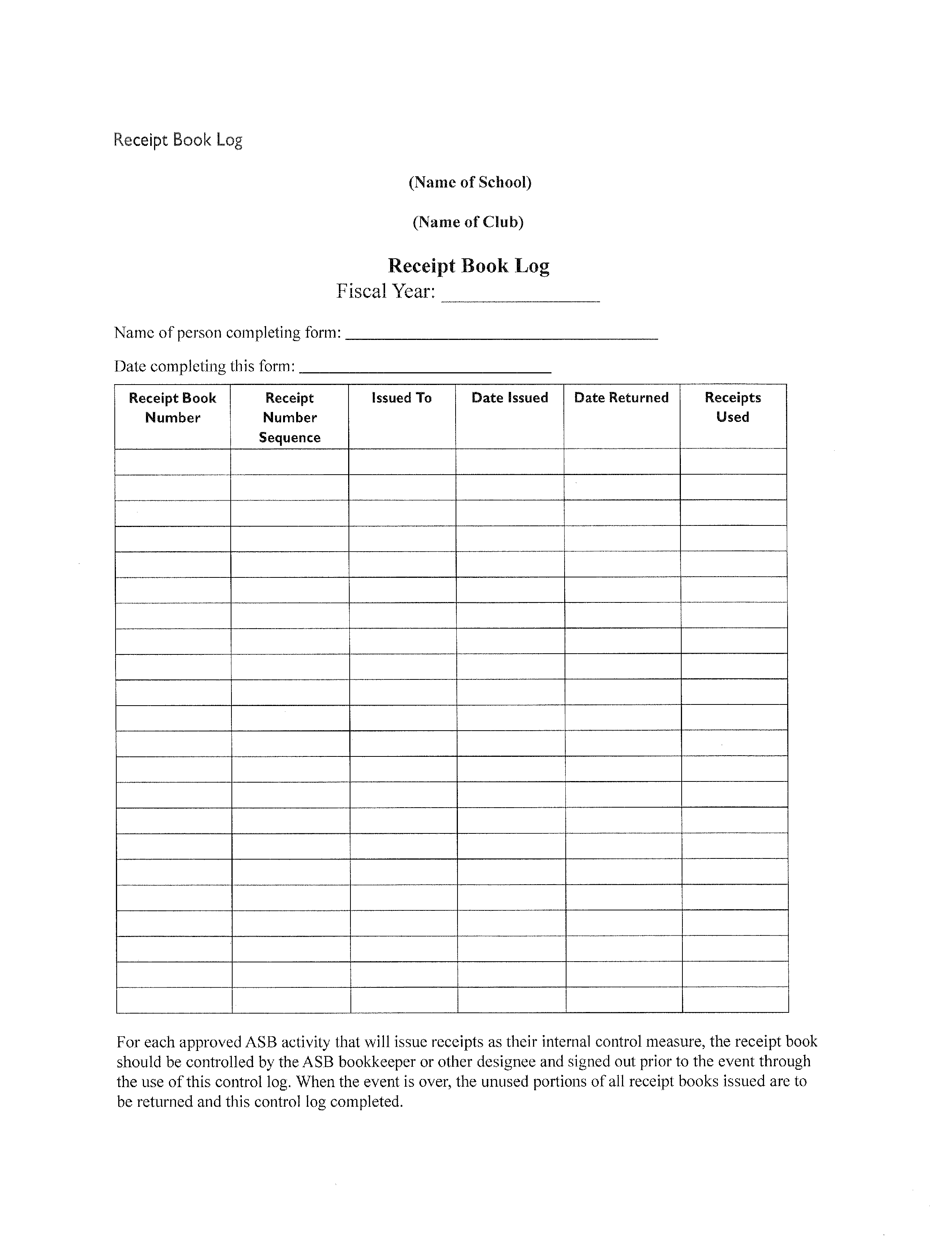 school book receipt template