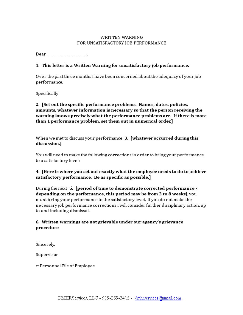 Disciplinary Action Letter For Poor Performance from www.allbusinesstemplates.com