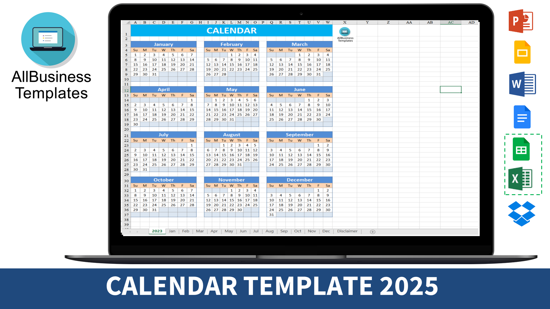 calendar template 2025 Hauptschablonenbild