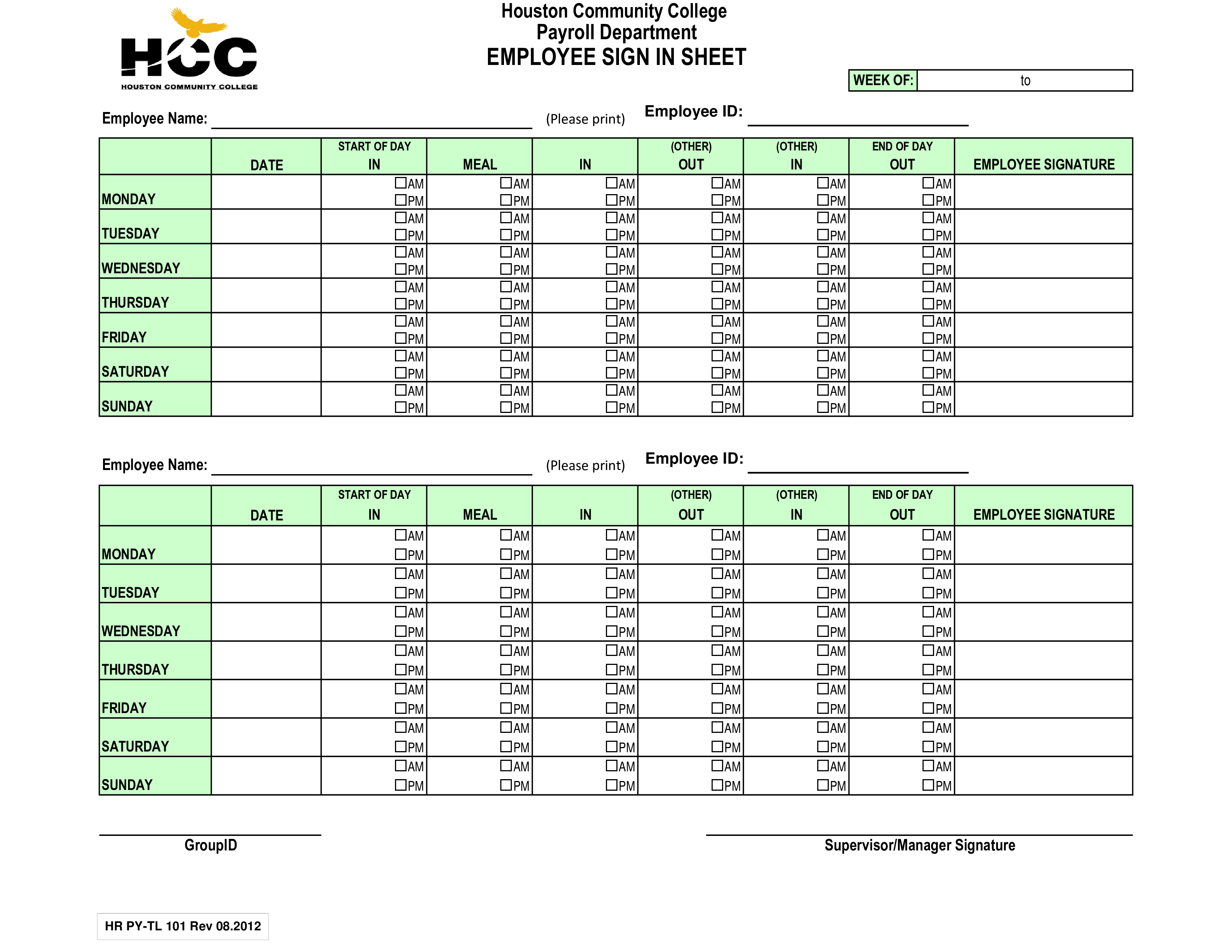 Employee Payroll Sign In Sheet Templates At Allbusinesstemplates
