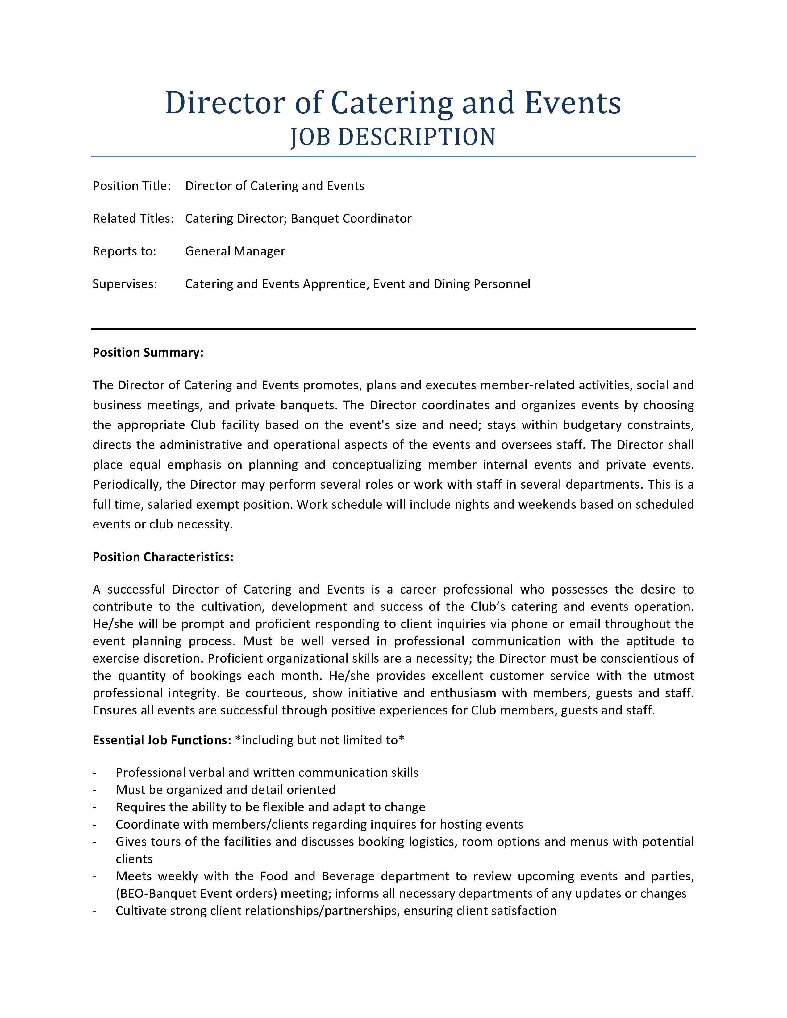Event Set Up Jobs Description Free Documents