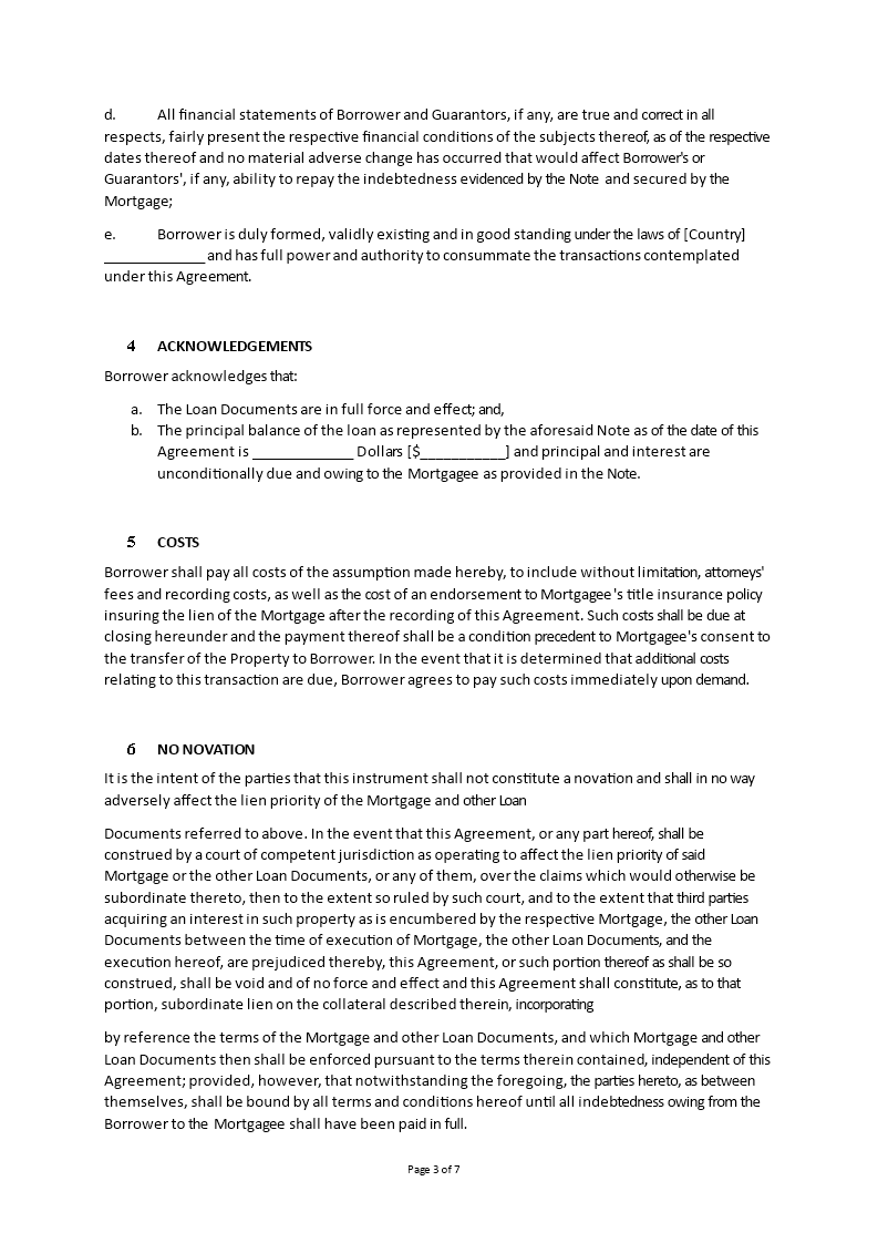 Mortgage Assumption Agreement | Templates at allbusinesstemplates.com