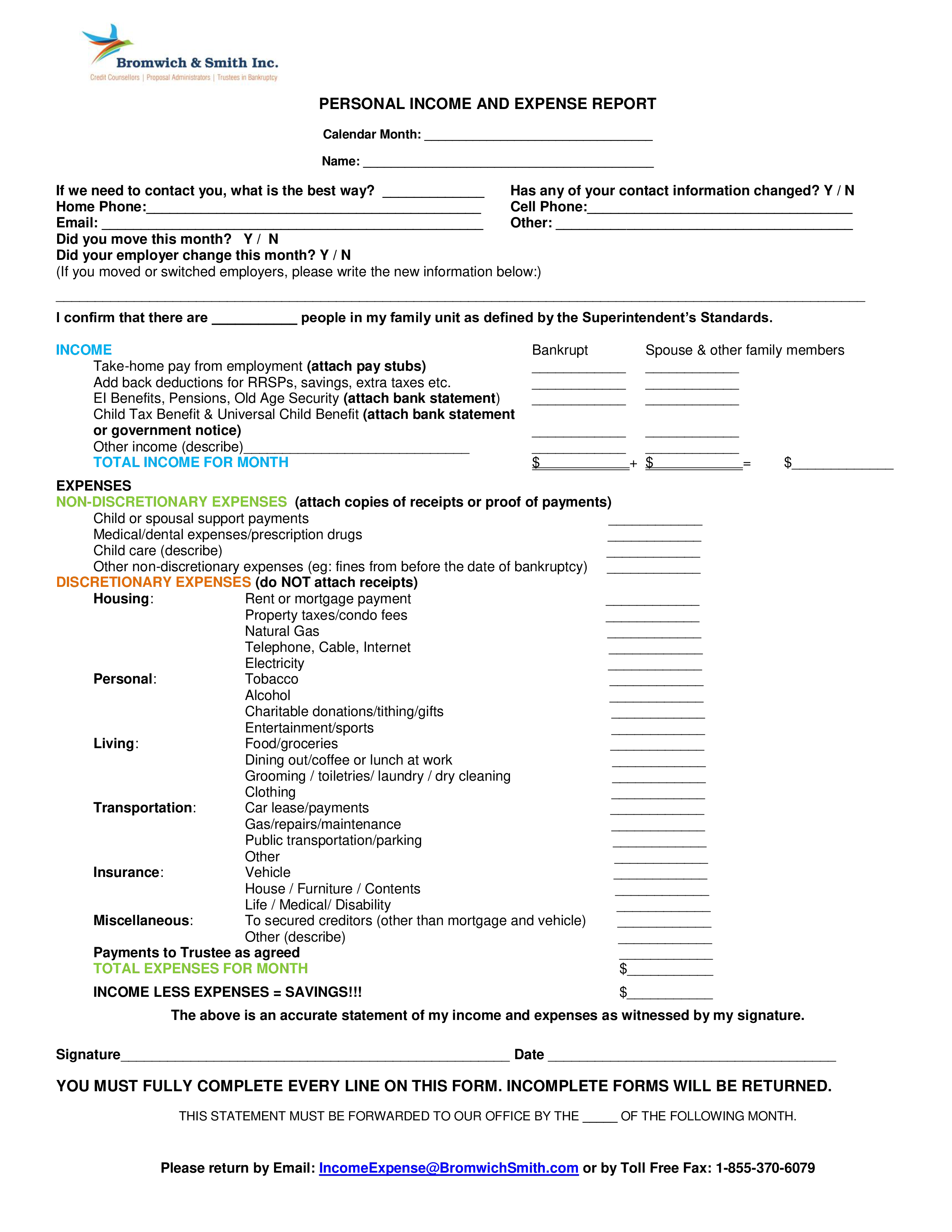 personal income expense report template